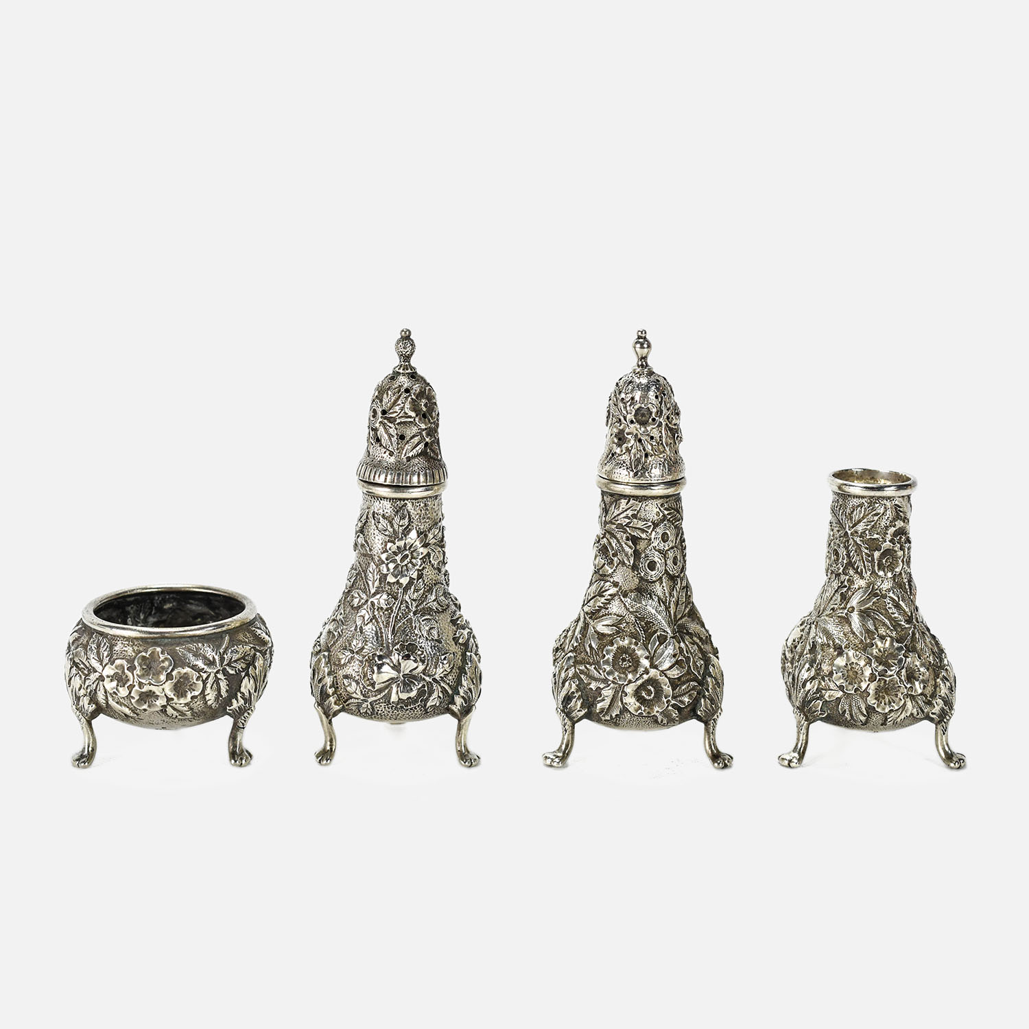 Kirk & Son Baltimore Repousse Silver Salt Pepper Lot