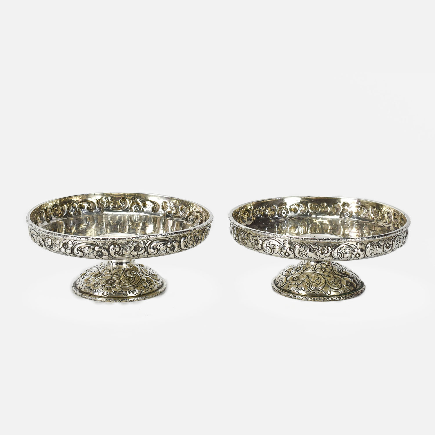 Baltimore 19thC Repousse Sterling Silver Taza Pair