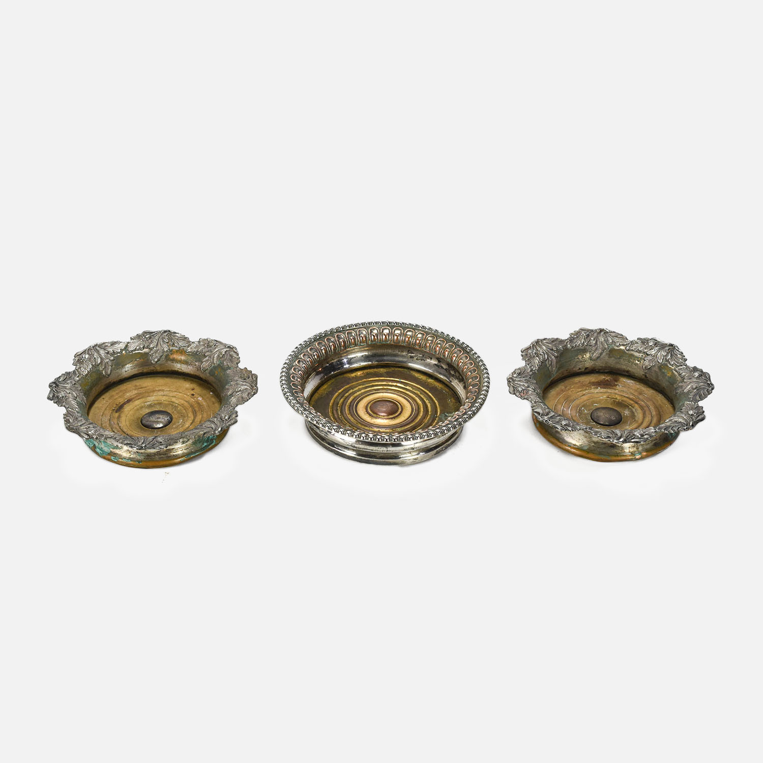 Antique Sheffield Silver on Copper Wine Coasters