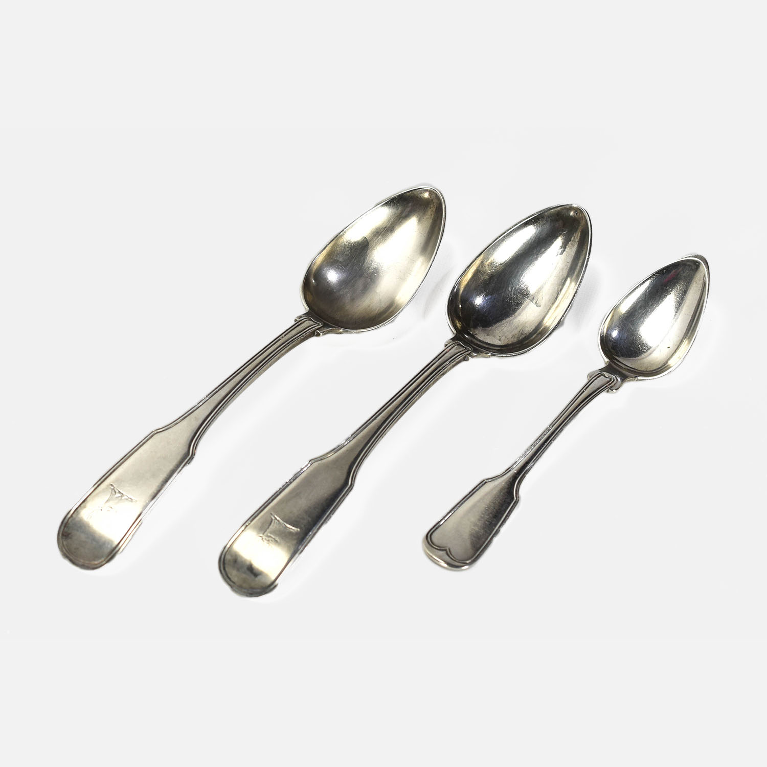 Three A.E. Warner Baltimore 1850s Coin Silver Spoons