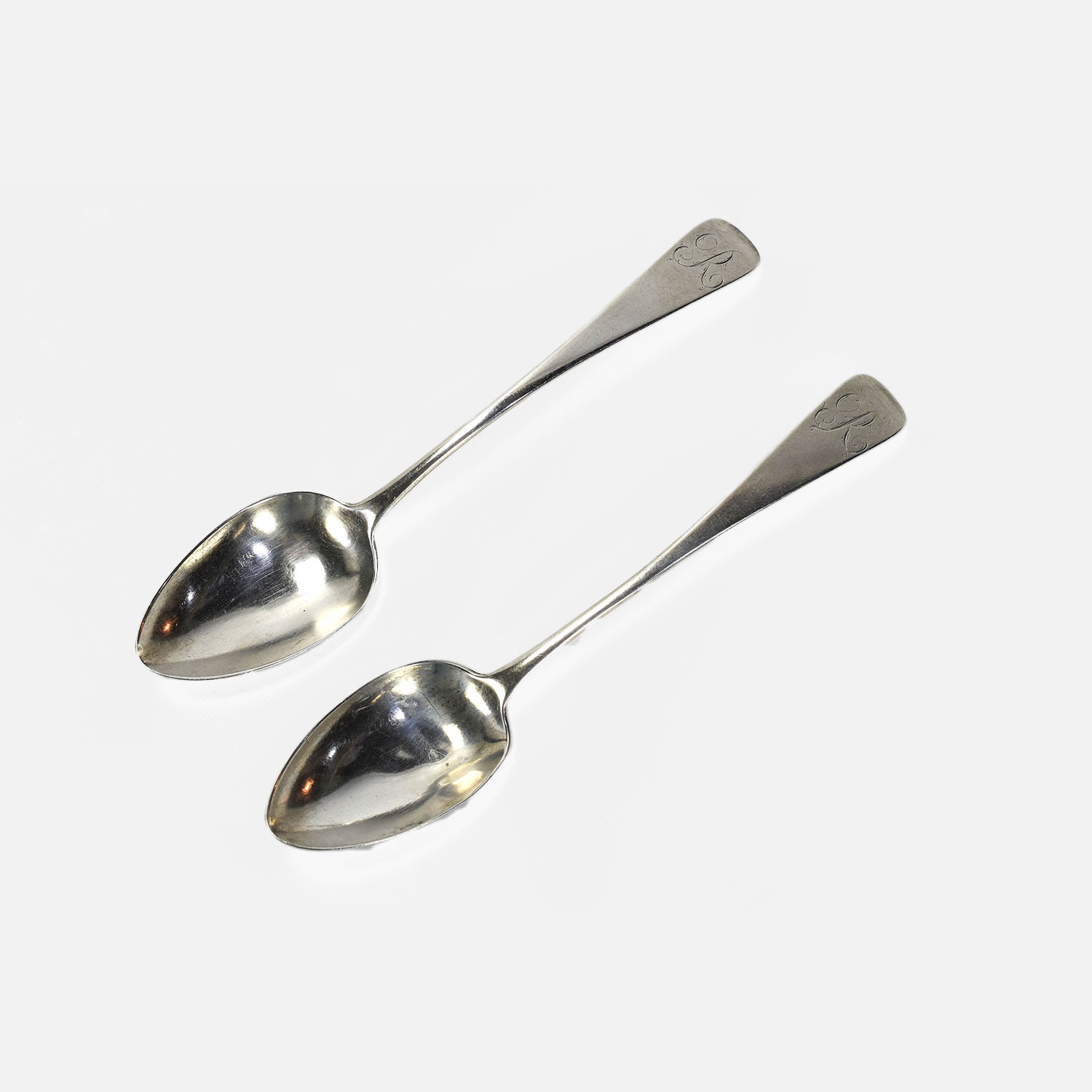 Standish Barry Coin Silver Serving Spoon RARE PAIR