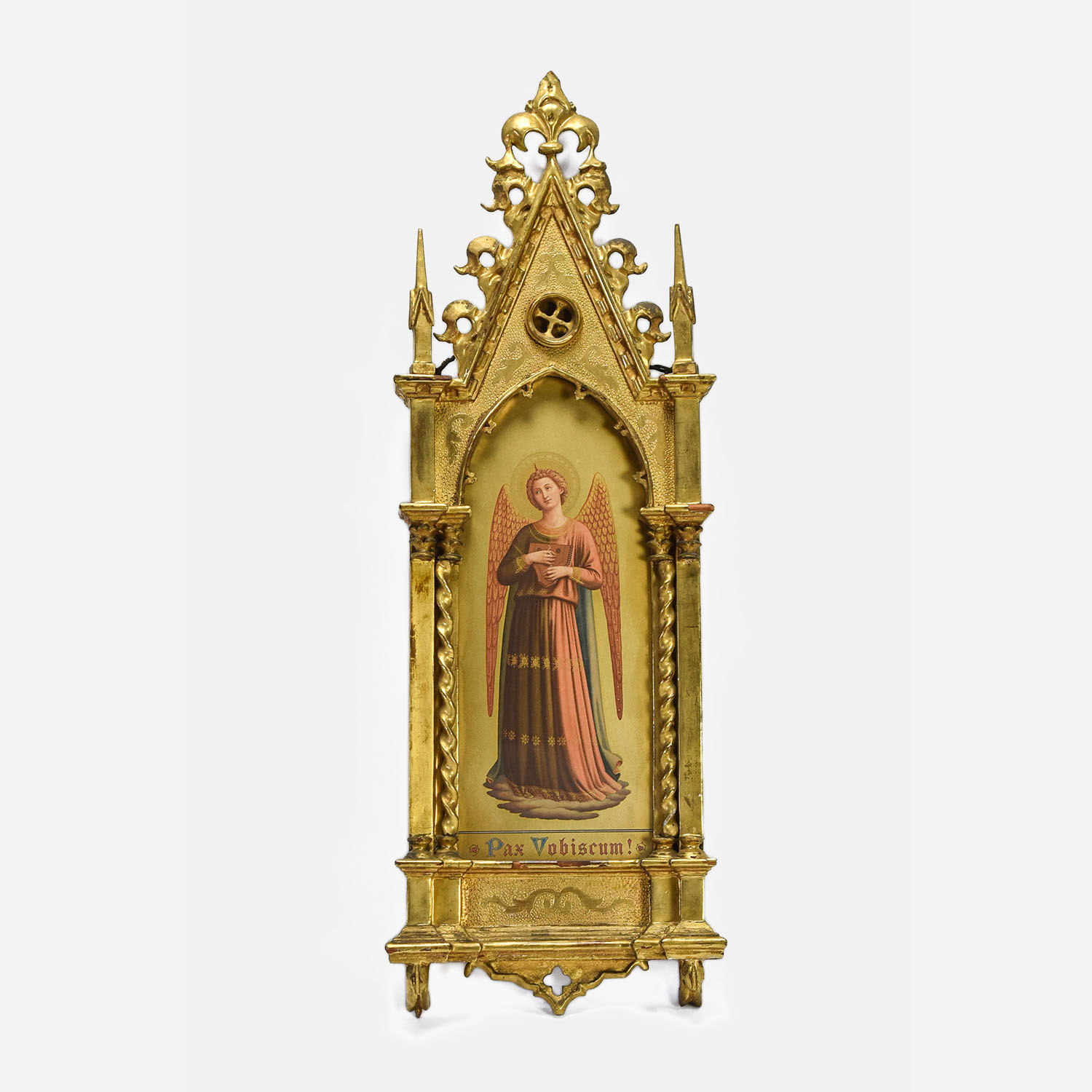 Italian Carved Giltwood PAX VOBISCUM Angel Icon