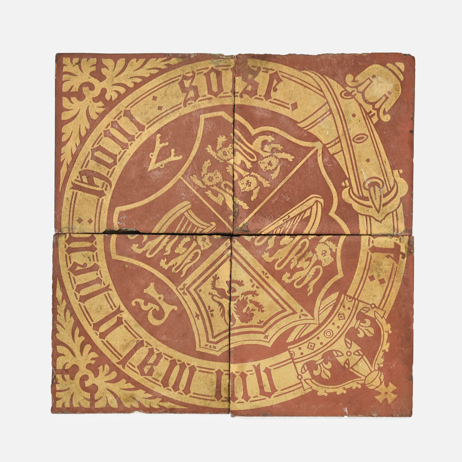 Maw & Co Set of Four Heraldic Shield Encaustic Tiles