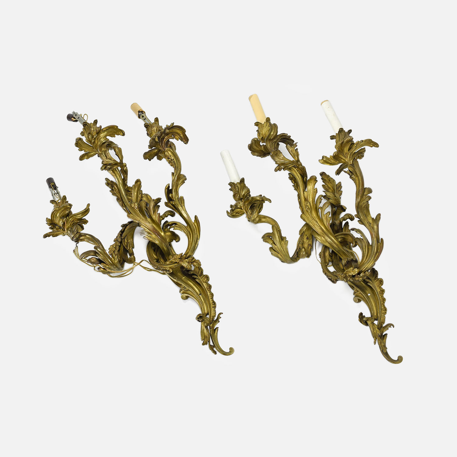 Antique French Bronze Baroque Wall Sconces