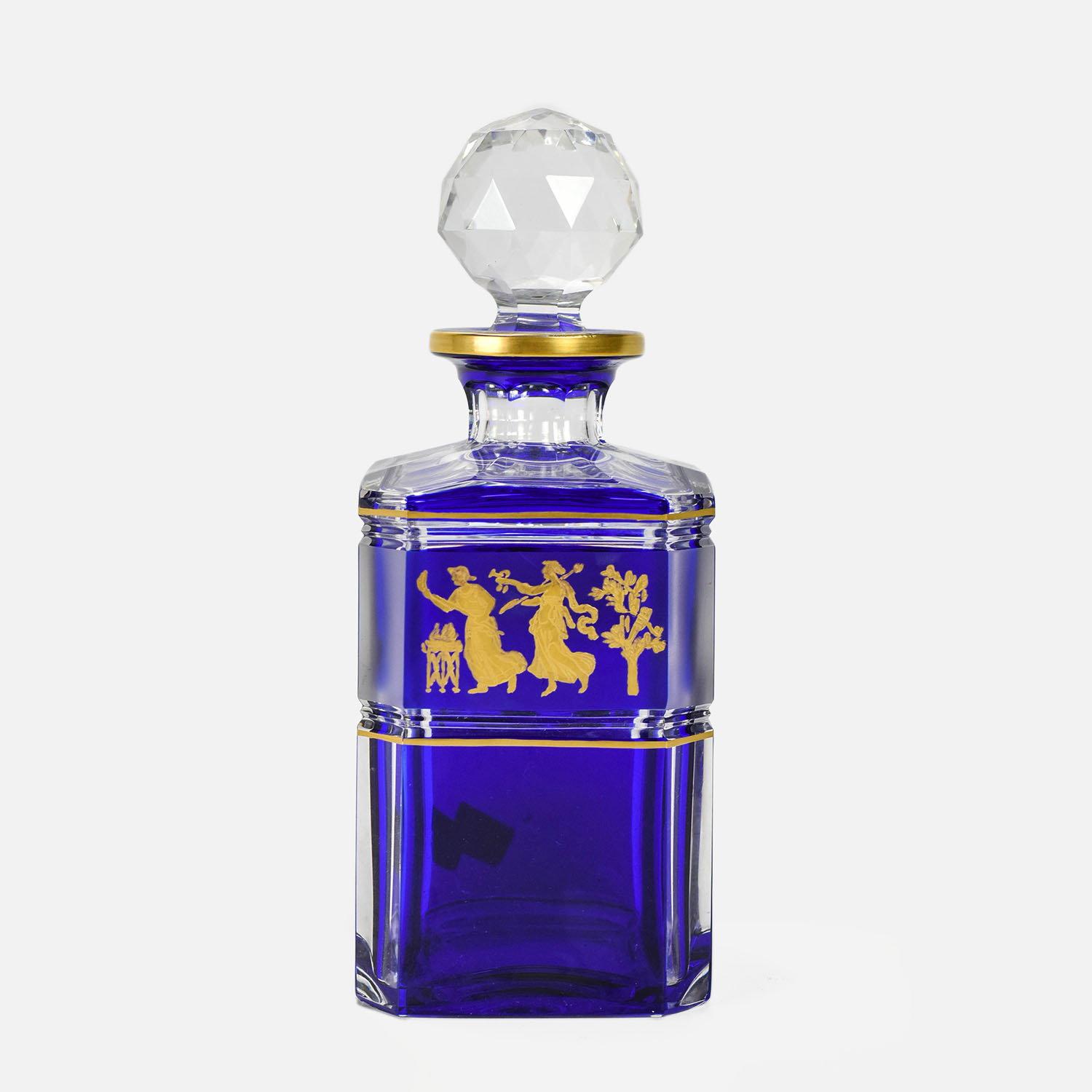 Val St Lambert Danse de Flore Blue Glass Decanter