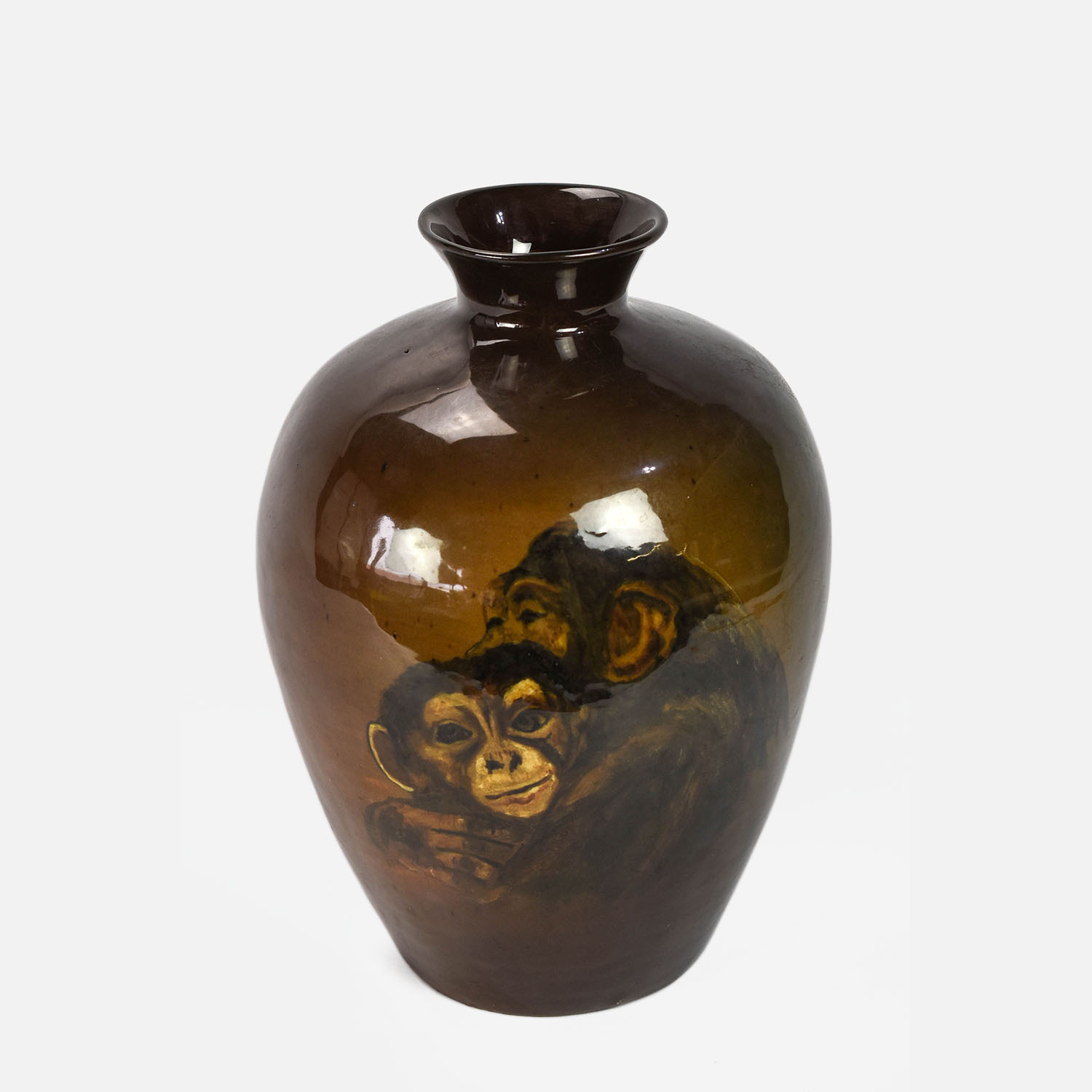 Rozart Art Pottery Standard Glaze Monkey Vase