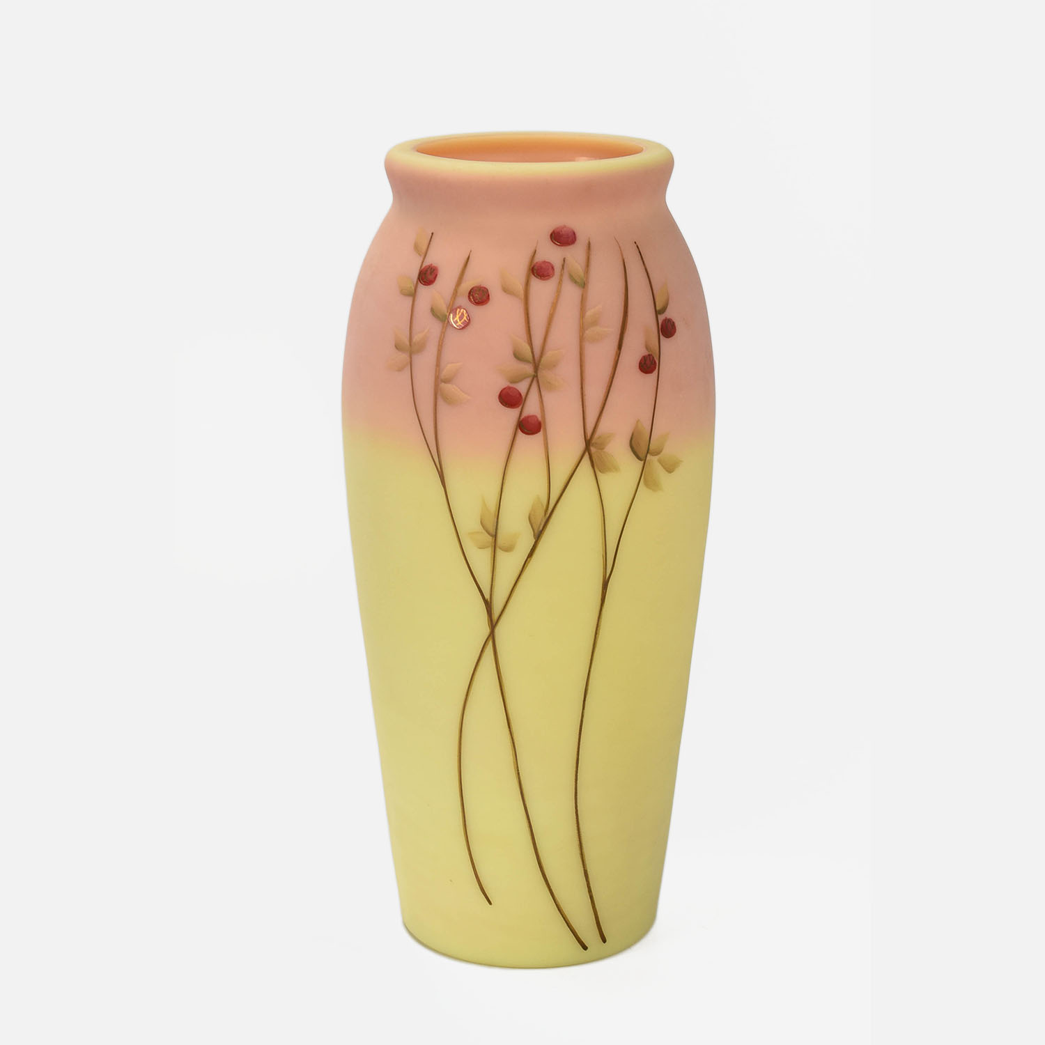 Fenton Art Glass Burmese Vase by Robinson