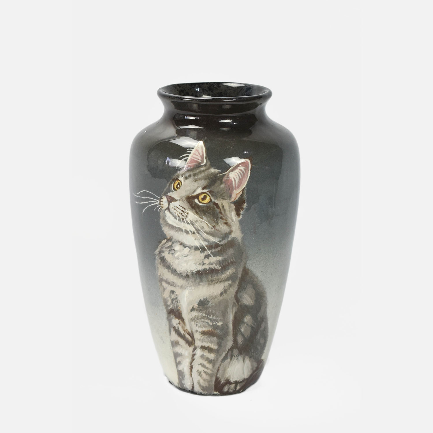 Vintage Rozart Art Pottery Cat Portrait Vase