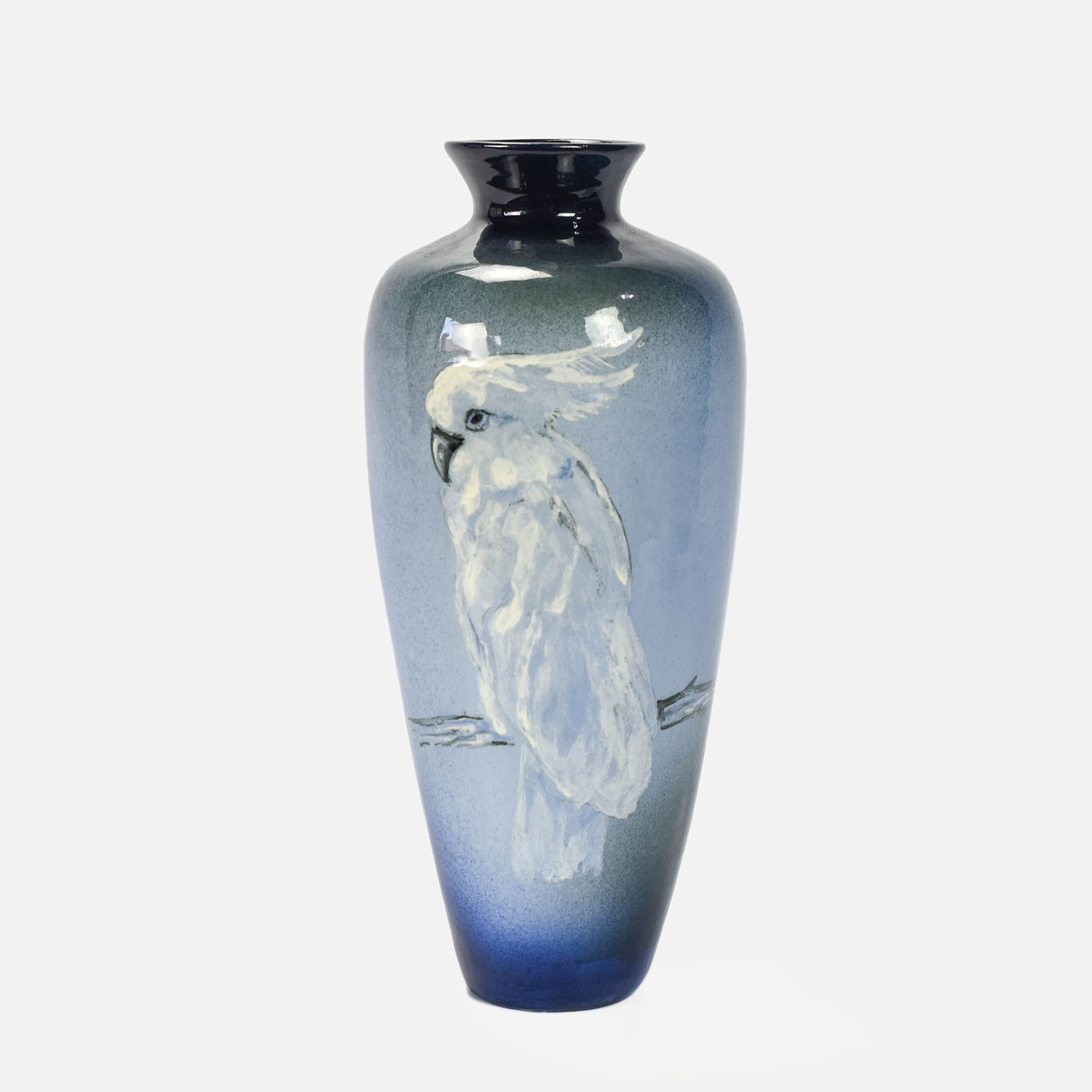 Vintage Rozart Art Pottery Parrot Bird Portrait Vase