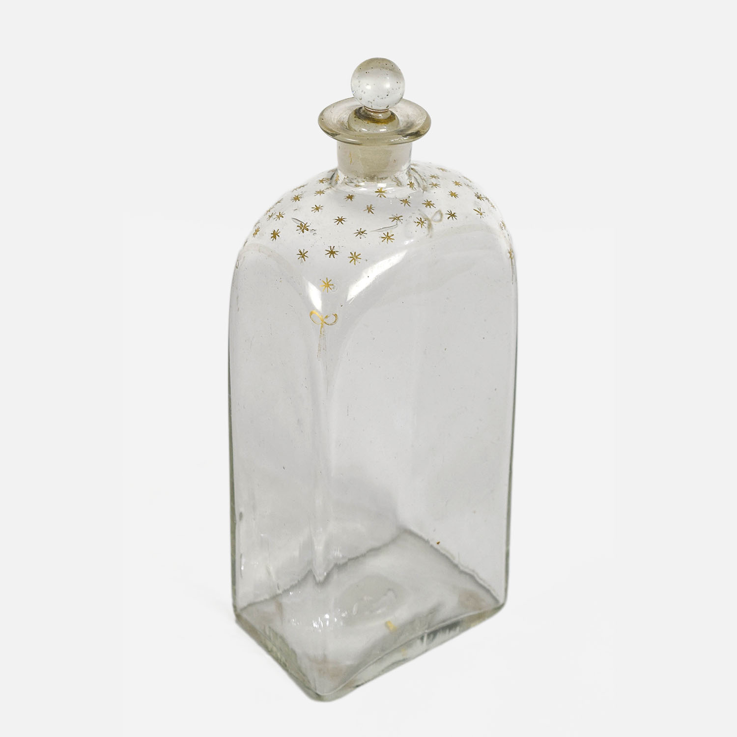 Antique Blown Glass Square Decanter Bottle