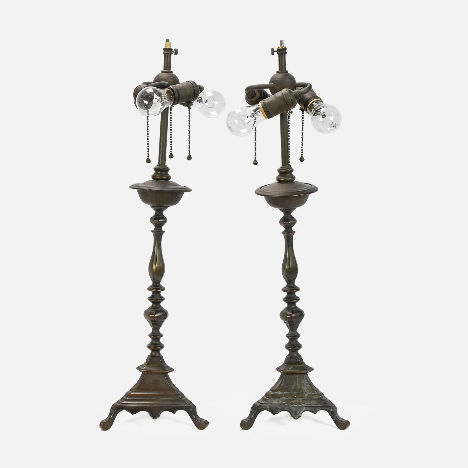 Pair Antique Bronze Bradley Hubbard Table Lamps