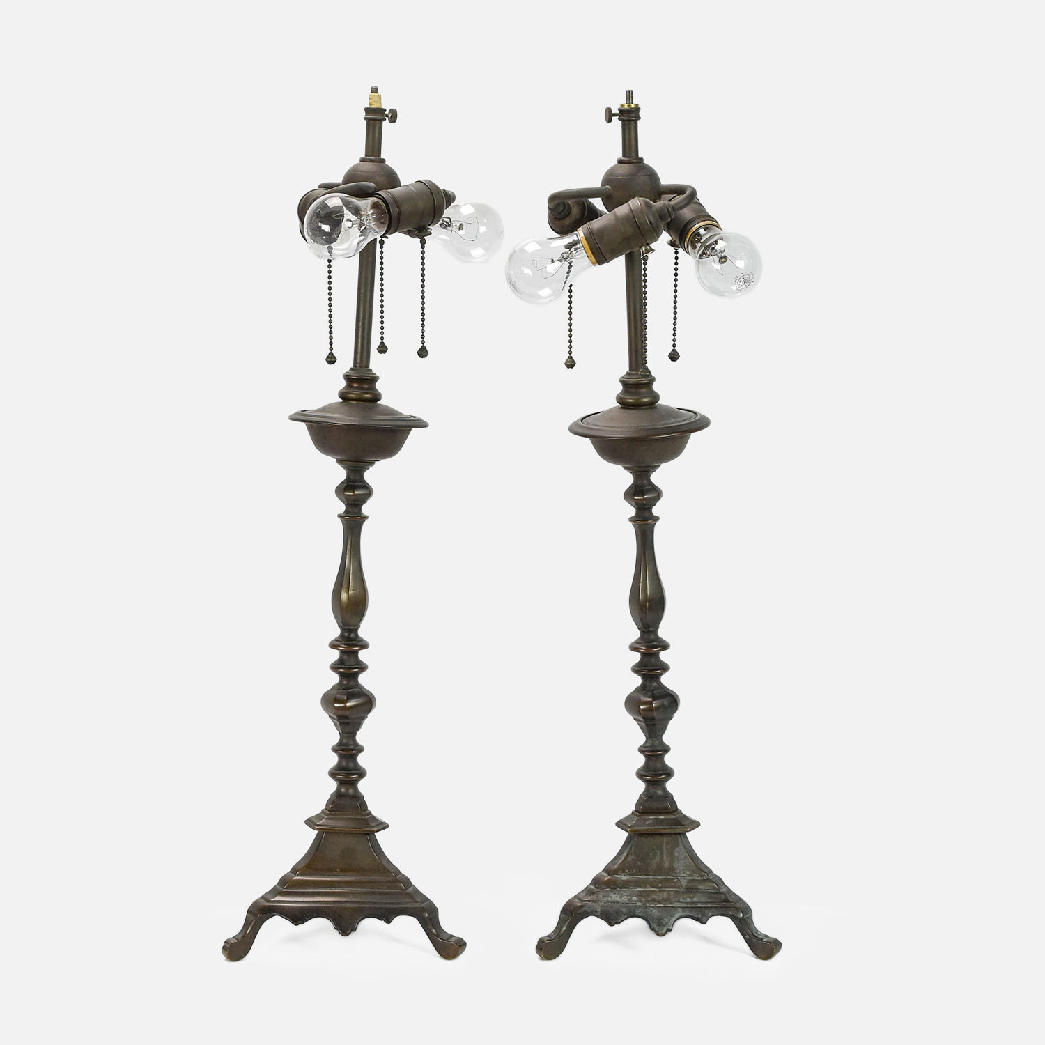 Pair Antique Bronze Bradley Hubbard Table Lamps