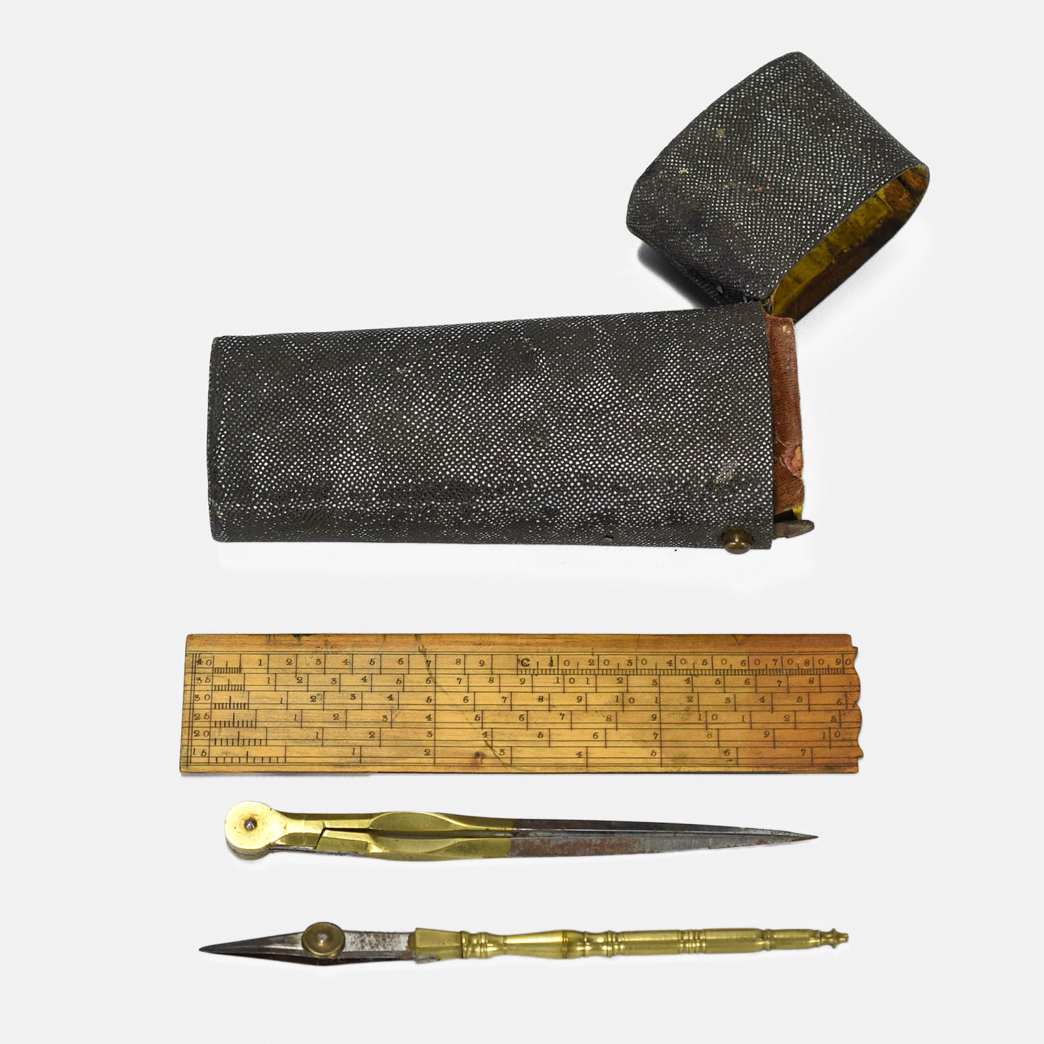 Antique Georgian Shagreen Cartography Tools Kit Box