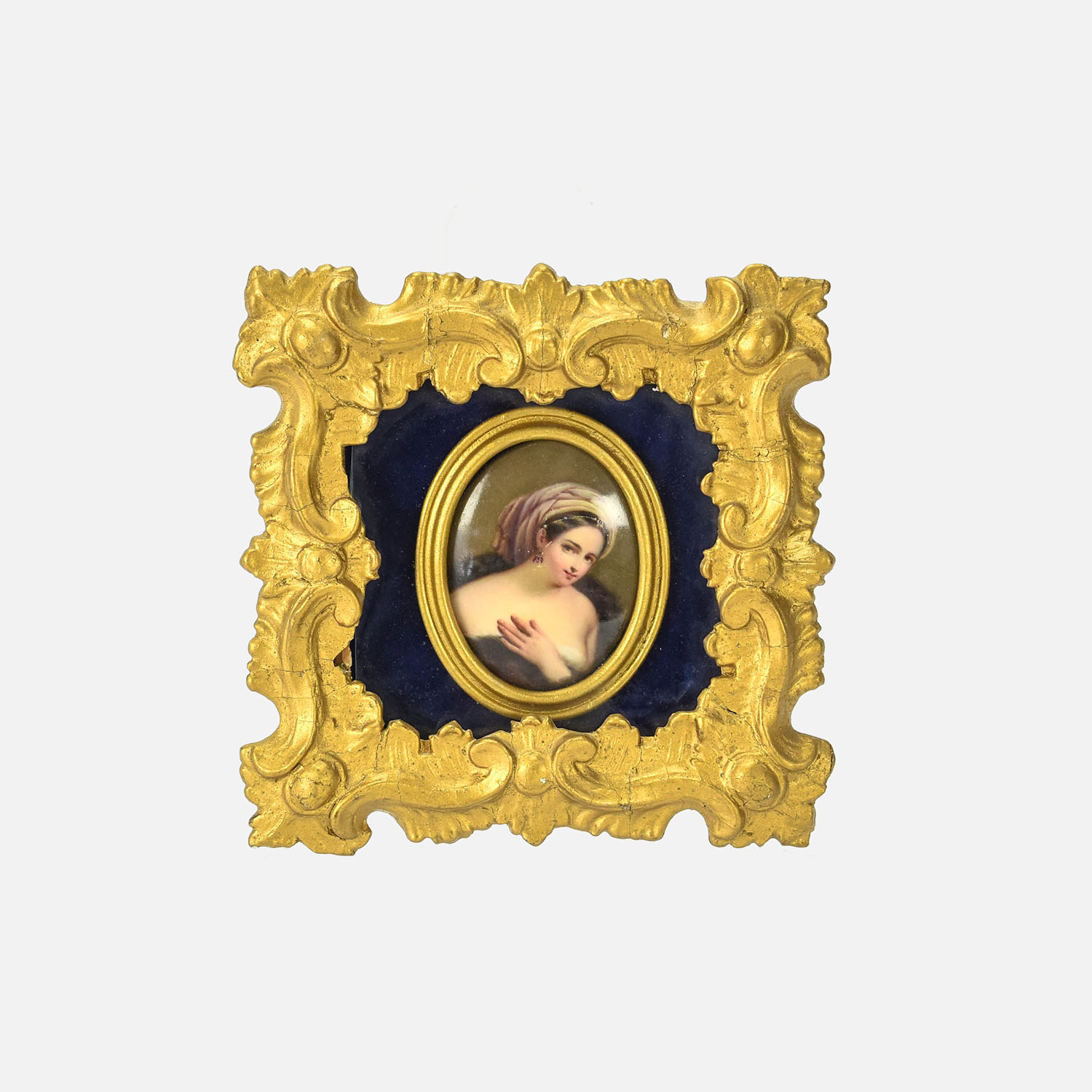 Framed Miniature German Porcelain Plaque Painting