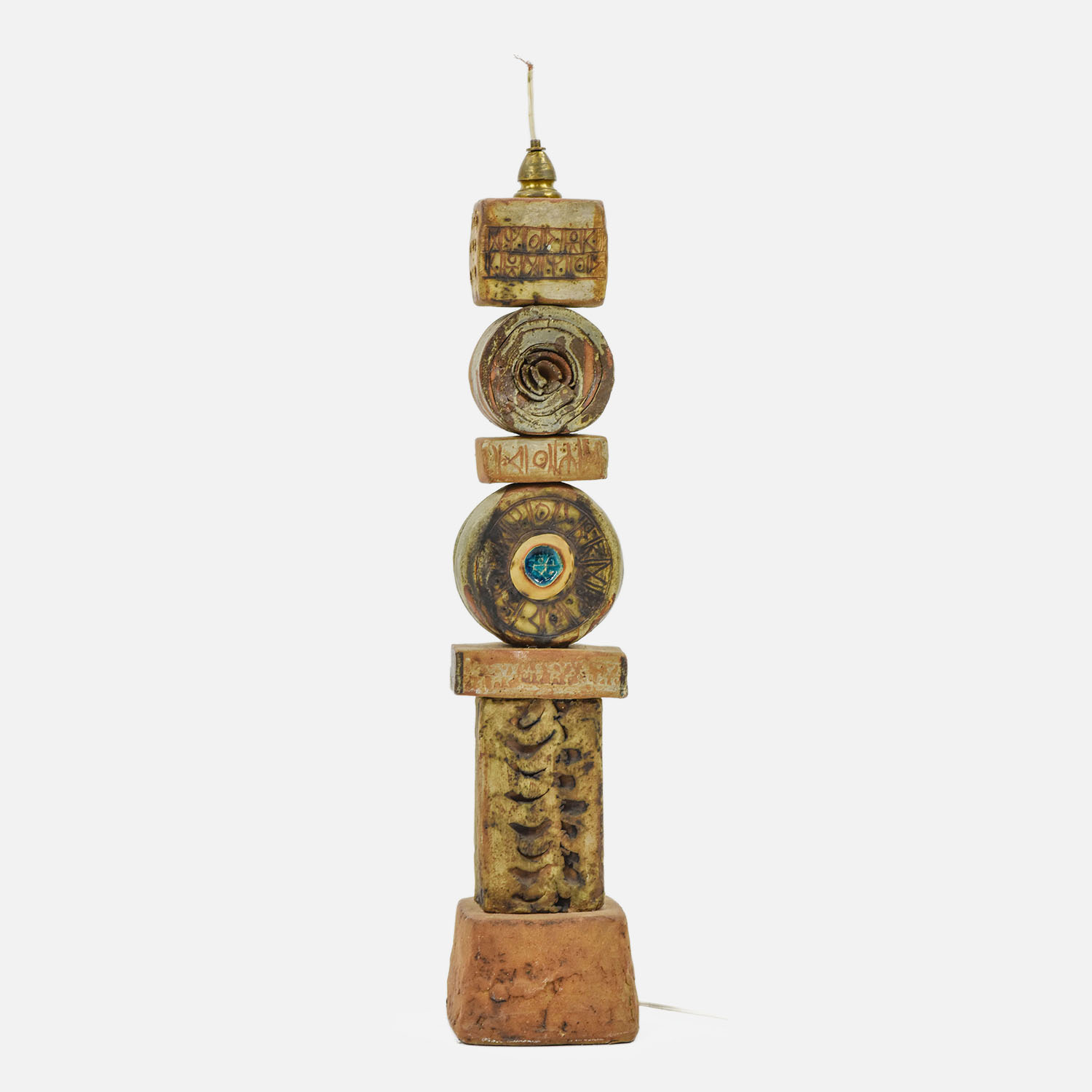 Tall Bernard Rooke Studio Art Pottery MCM Totem Lamp