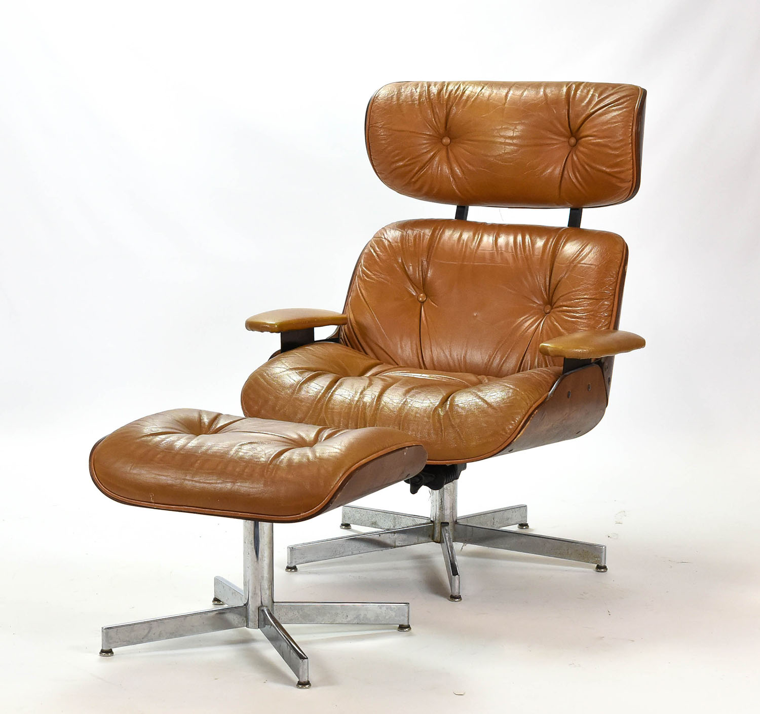 Vintage MCM Plycraft Eames Lounge Chair and Ottoman