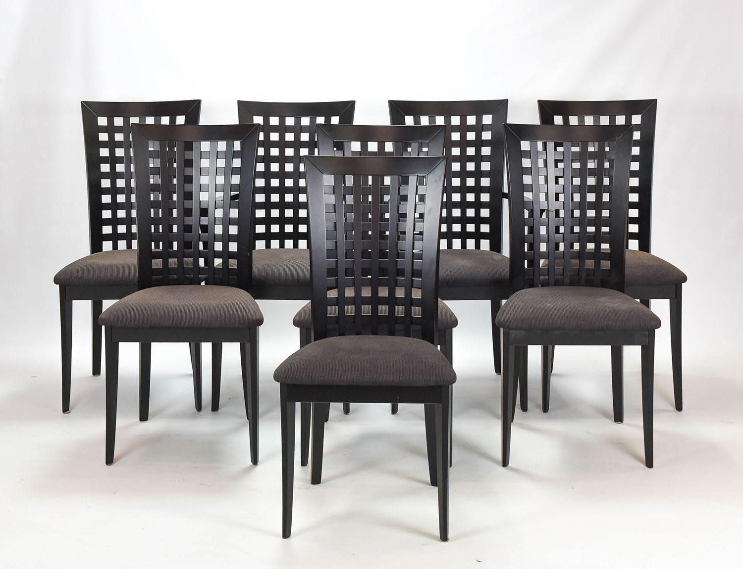 8 Black Lacquer Dining Chairs by Pietro Costantini
