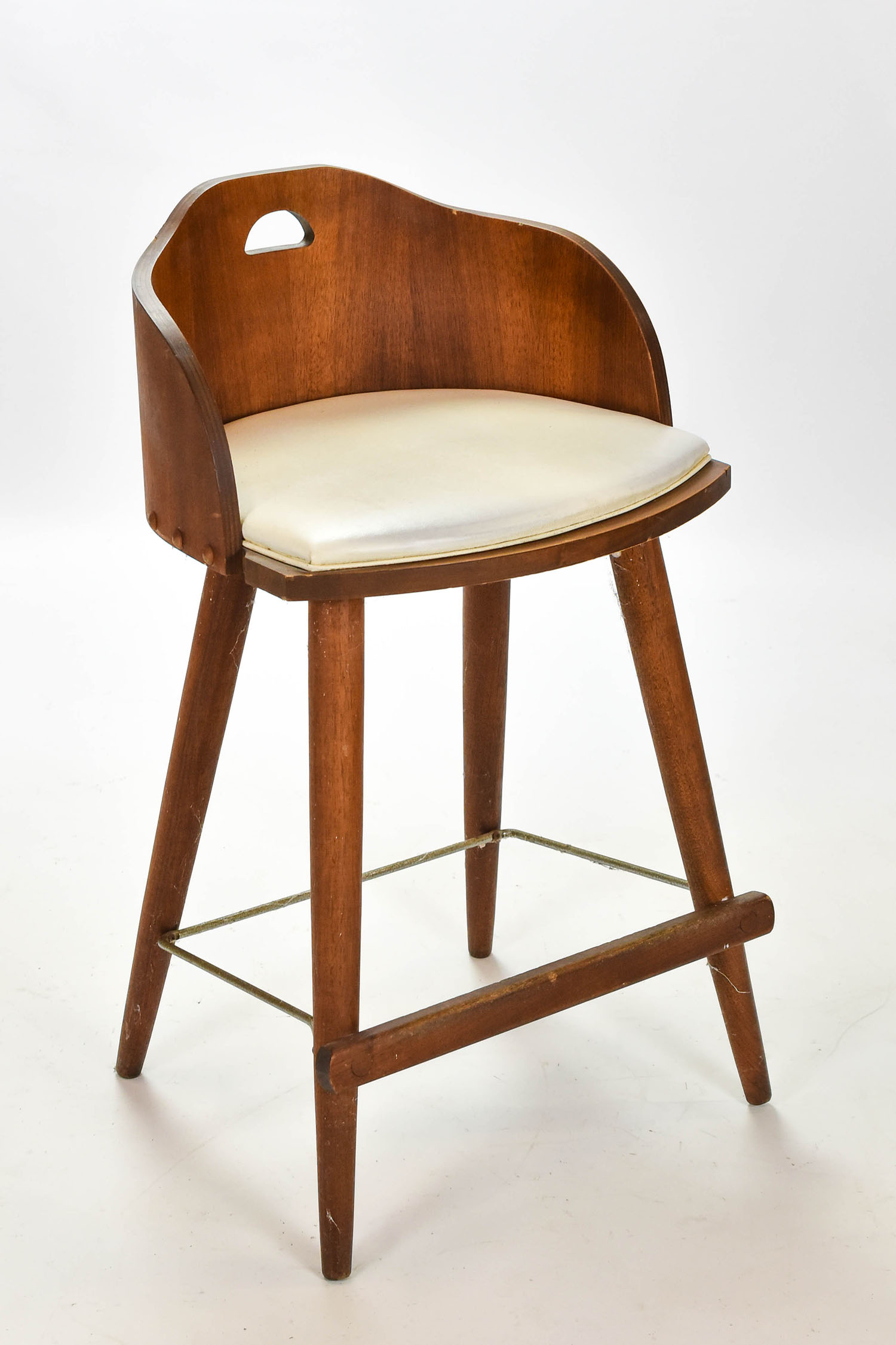 MCM Bent Walnut Plywood Counter Stool Chair