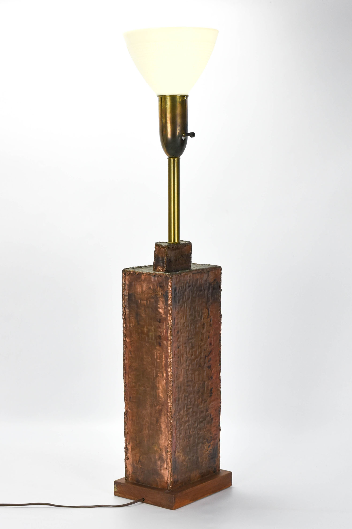 Tall MCM Brutalist Hand Hammered Copper Table Lamp