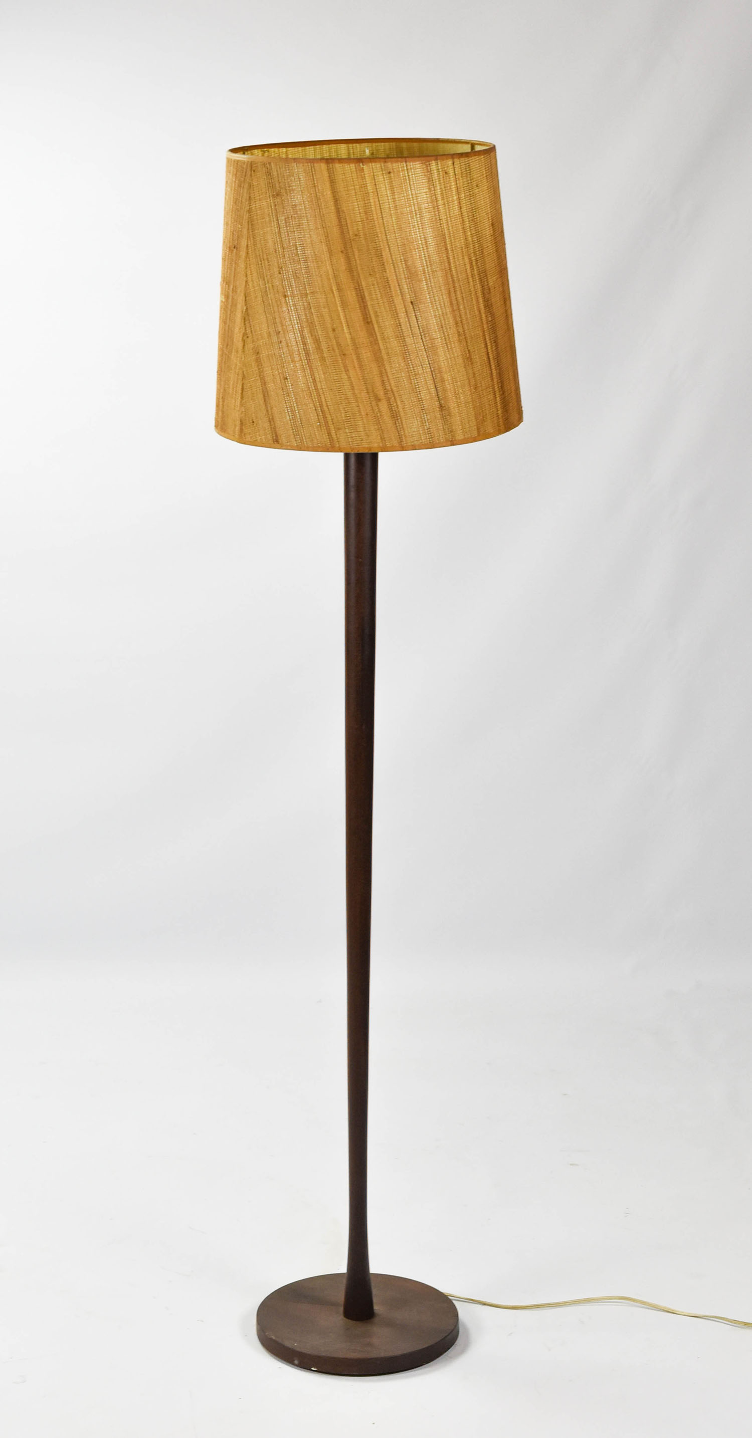 MCM 1950s Mahogany Wood Standing Floor Lamp