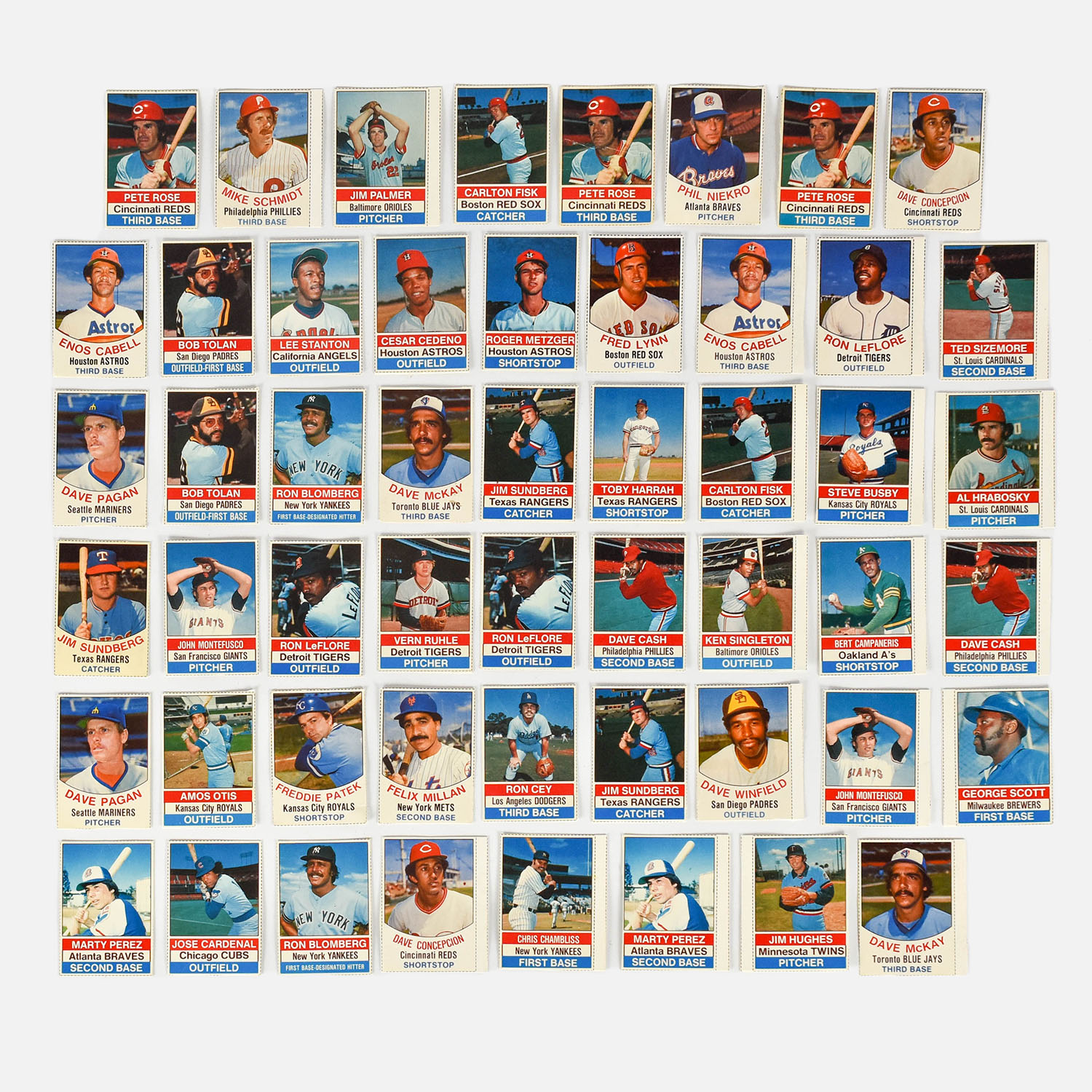 Fifty Two 1976 MLB Hostess Cut Baseball Cards