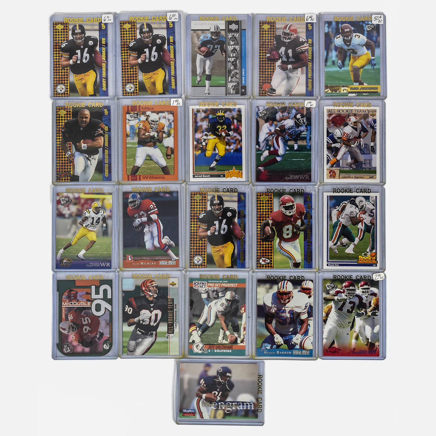 Twenty One 1990s to 2000s Era NFL Rookie Football Cards withExtra 400 Plus Cards