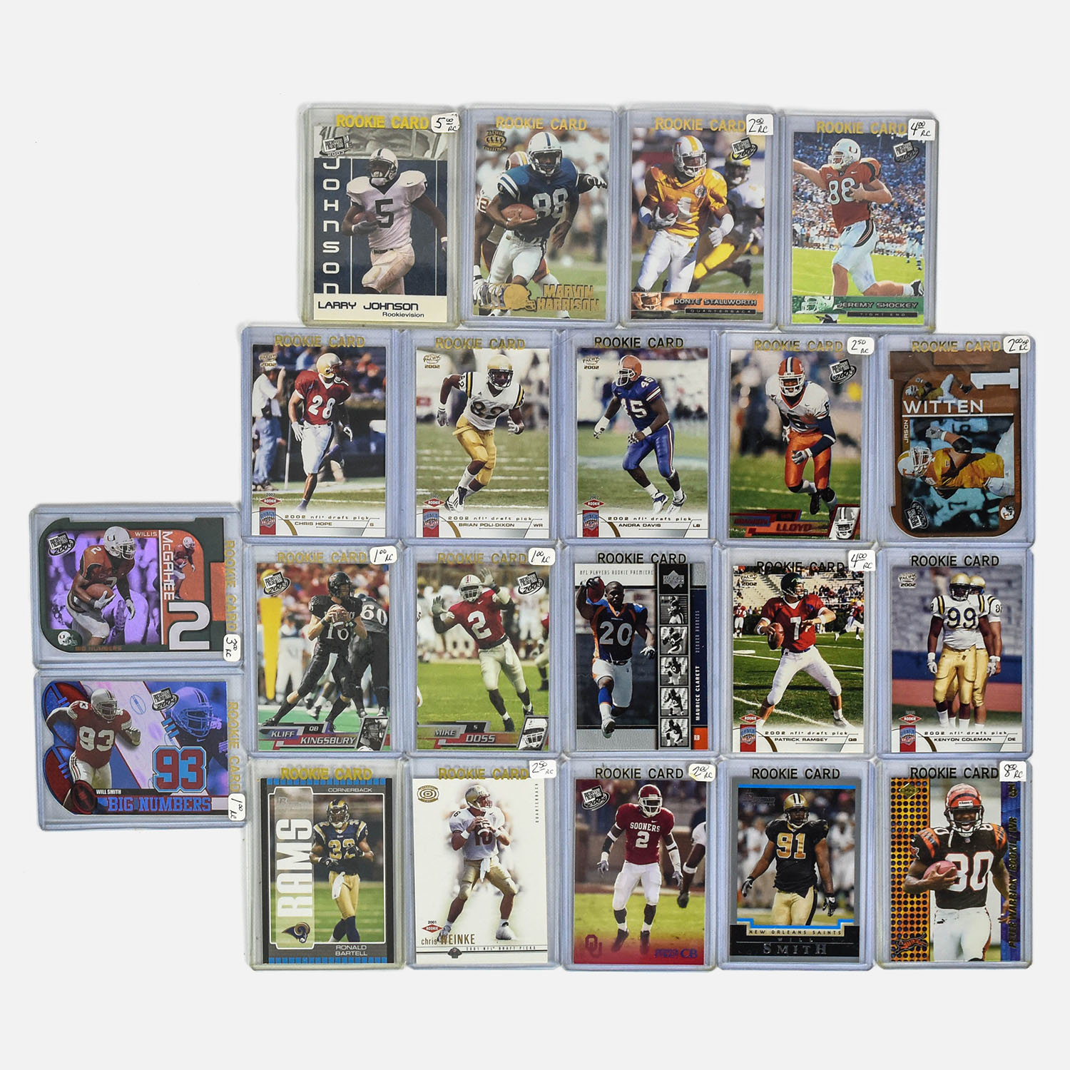 2 Early 2000s Era NFL Rookie Football Cards Plus Extra 800 Cards