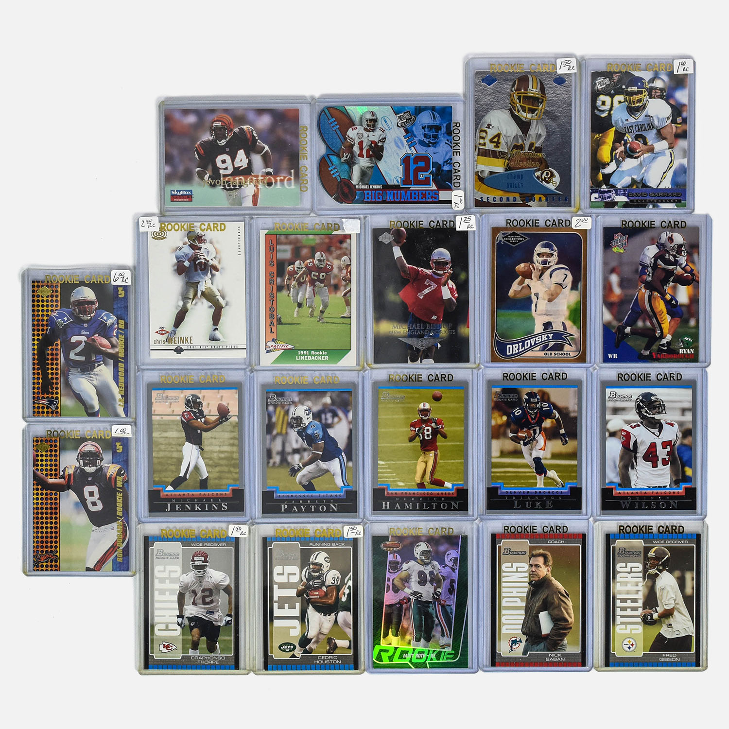 Twenty One 1990s to 2000s Era NFL Rookie Football Cards with Extra 800 Cards