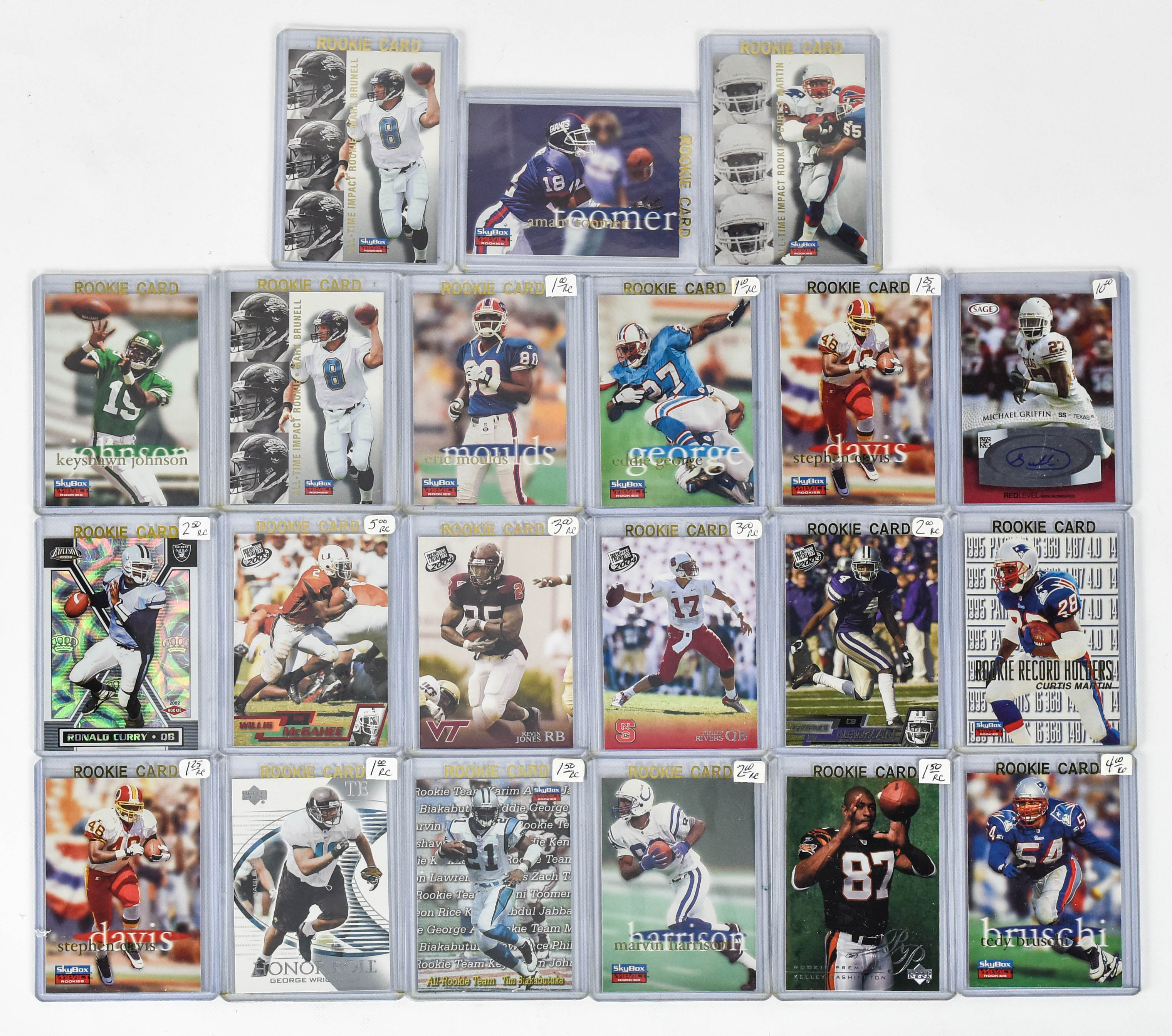 21 Early 2000s Era NFL Rookie Football Cards with 800 Mint Cards