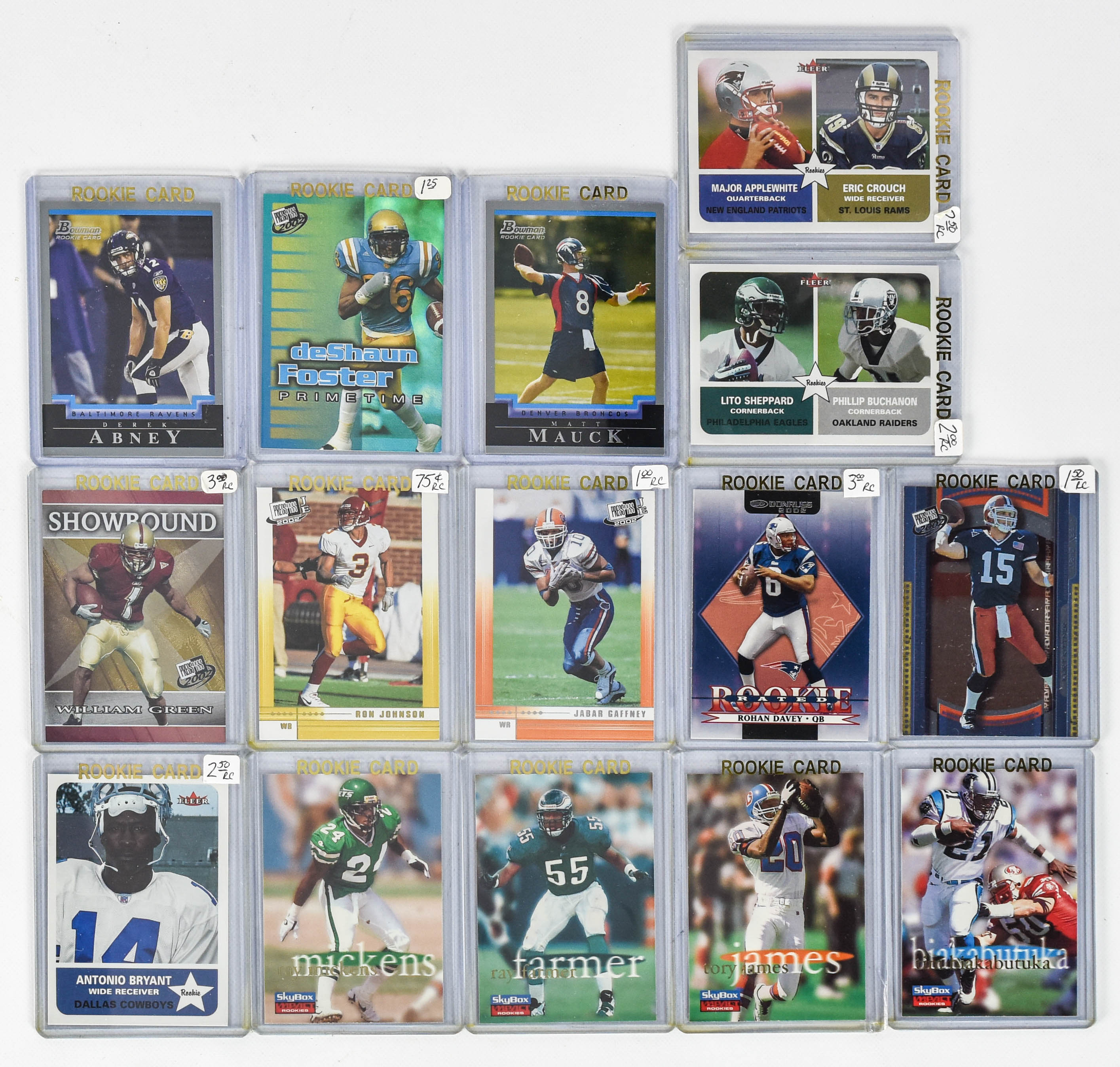 15 Late 1990s Era NFL Rookie Football Cards with Extra 750 Plus Mint Cards