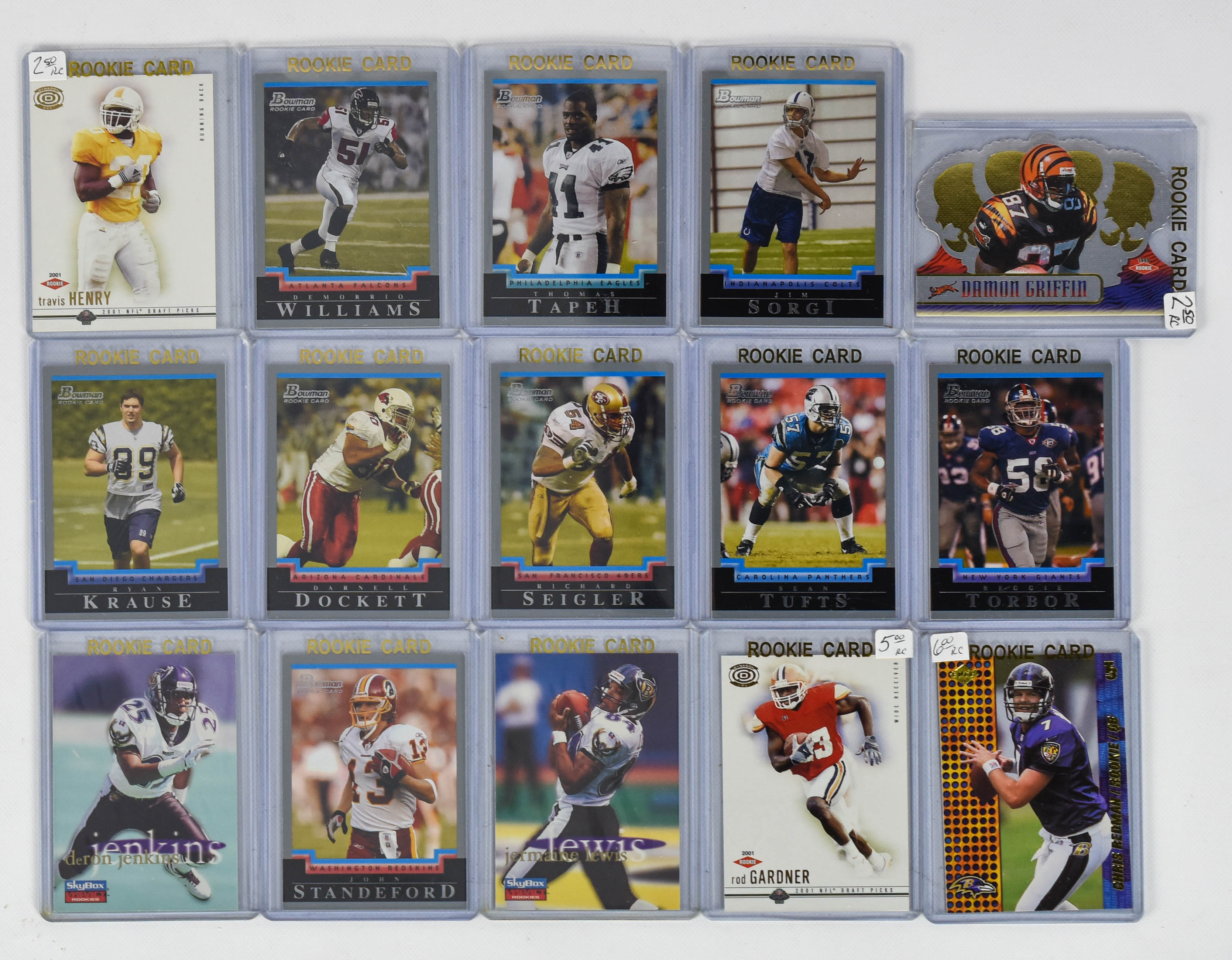 15 Early 2000s Era NFL Rookie Football Cards Plus Extra Card Lot