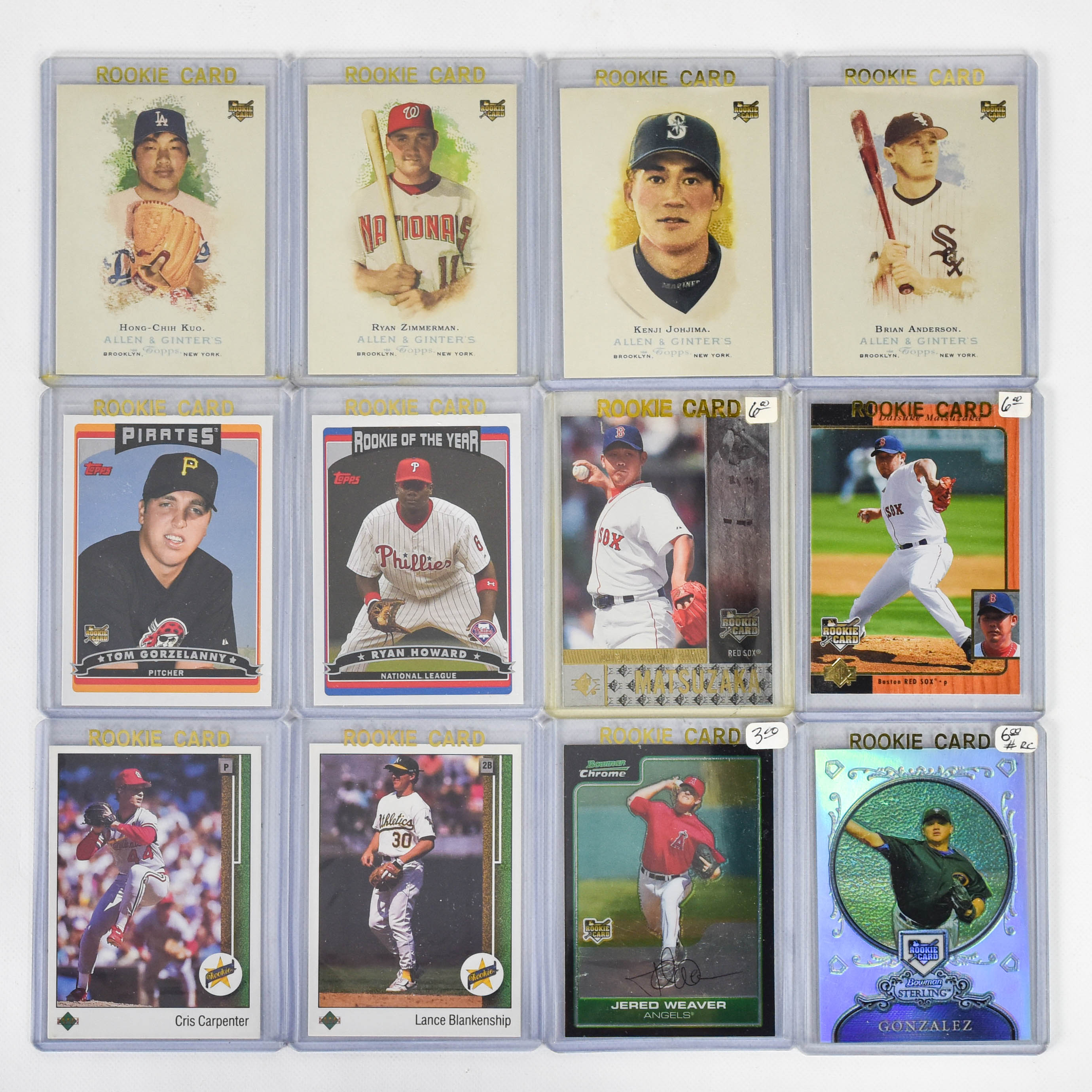 12 MLB Contemporary Rookie Baseball Cards with Extra 500 Plus Mint Cards