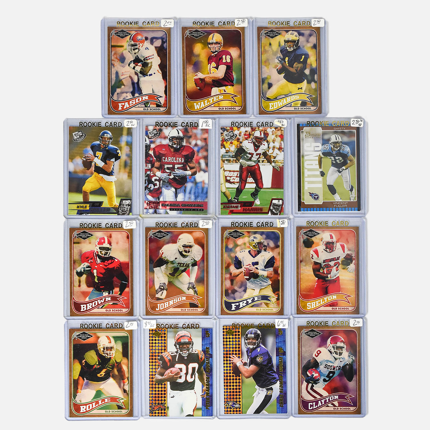 15 Mid 2000s Era NFL Rookie Football Cards with Extra 800 Mint Cards