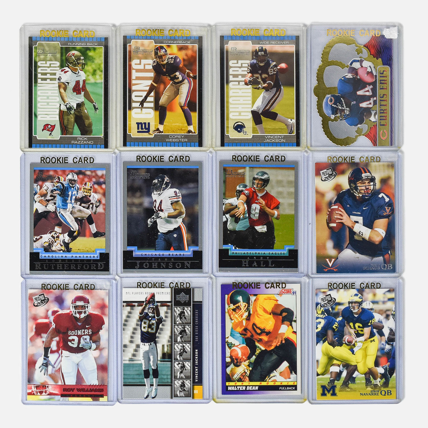 Twelve 1990s to 2000s Era NFL Rookie Football Cards with Extra 800 Mint Cards
