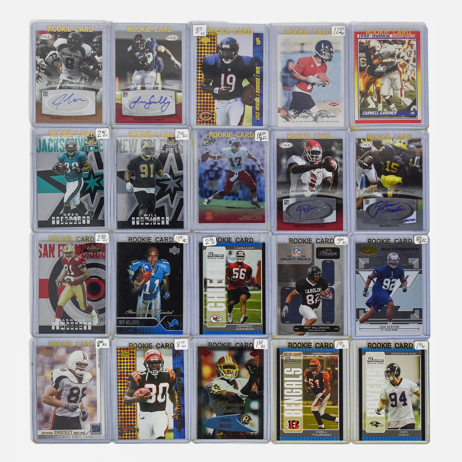 Twenty 2000s Era NFL Rookie Football Cards Plus Extra Card Lot