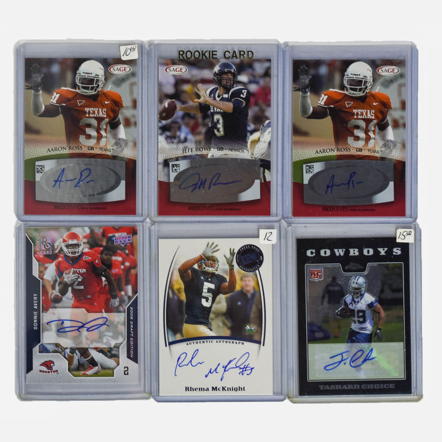 6 NFL Rookie Signature Football Cards with Extra 775 Plus Mint Cards