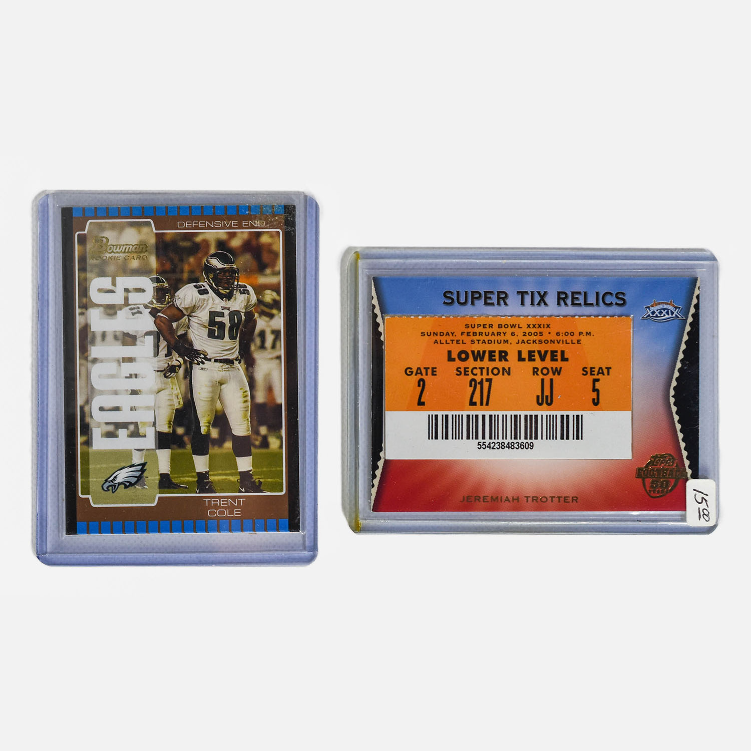 Two 2005 Topps Superbowl XXXIX Philadelphia Eagles Football Cards