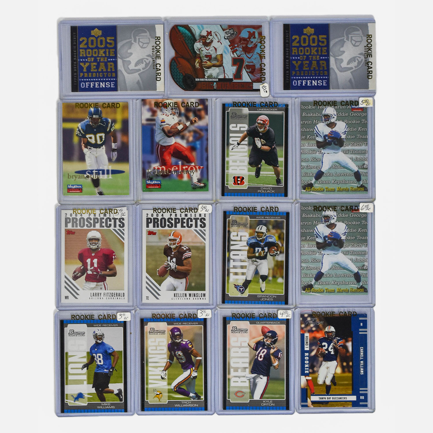 Fifteen 2000s Era NFL Star Rookie Football Cards