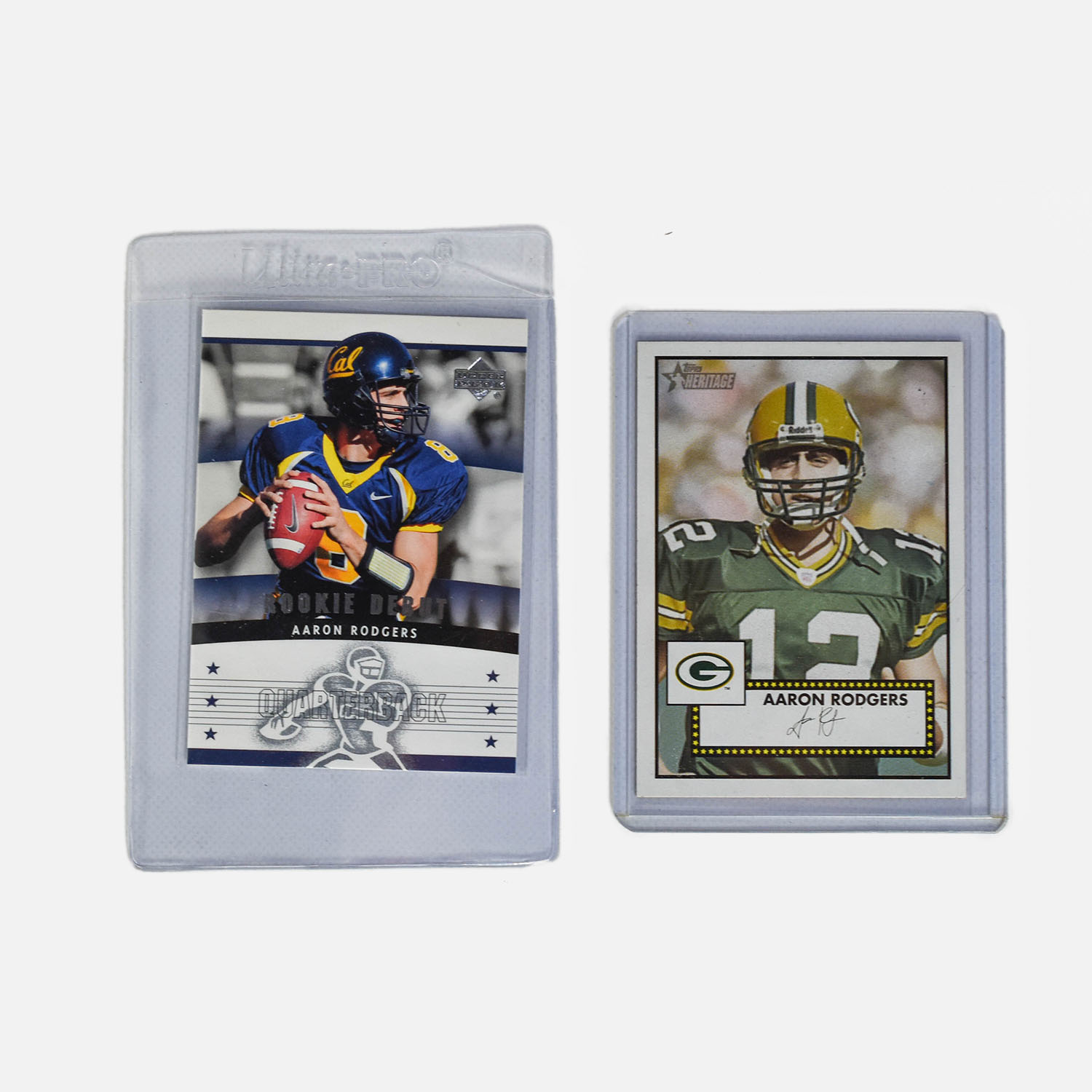 2 Aaron Rodgers Dual Rookie Football Cards