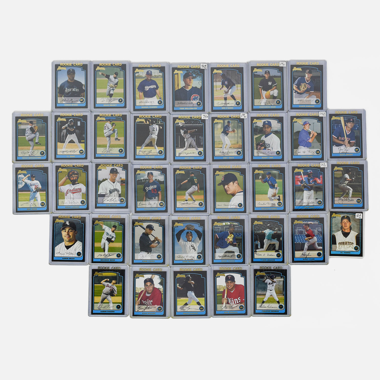 38 MLB Contemporary Rookie Baseball Cards with Extra 750 Plus Mint Cards