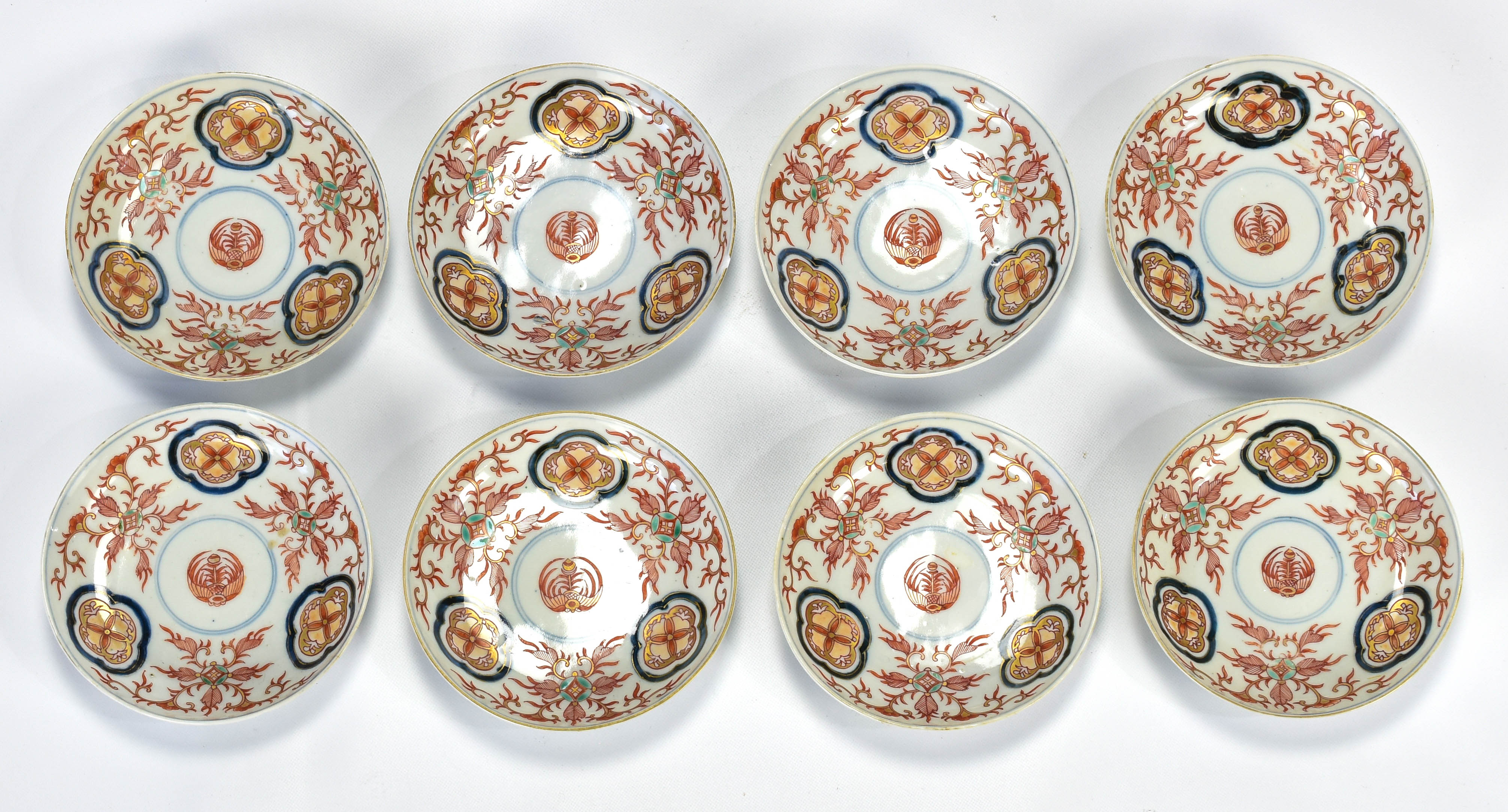 Eight Antique Japanese Imari Porcelain Tea Bowls