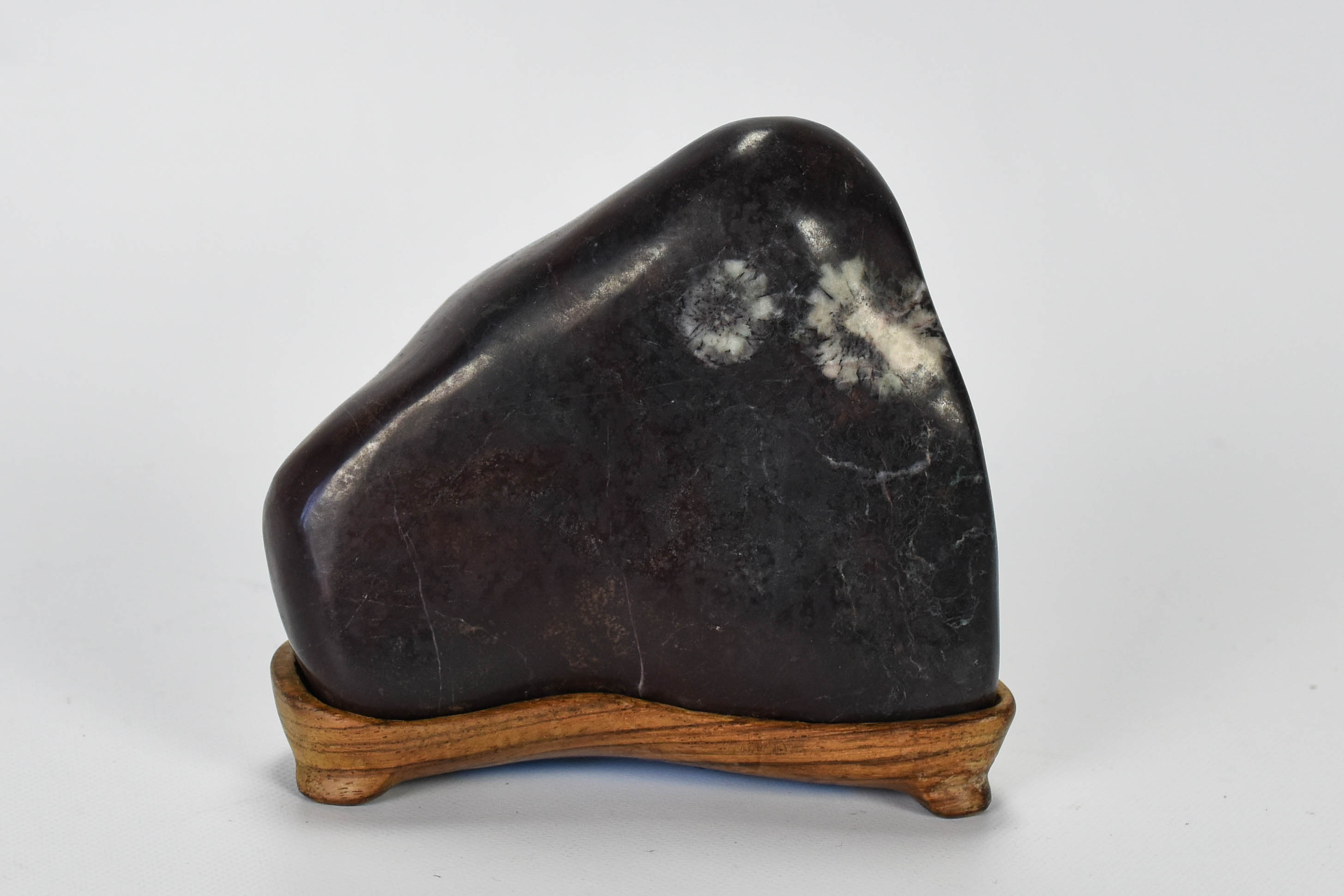 Chinese Black Jade Scholar's Stone Suiseki w/Stand