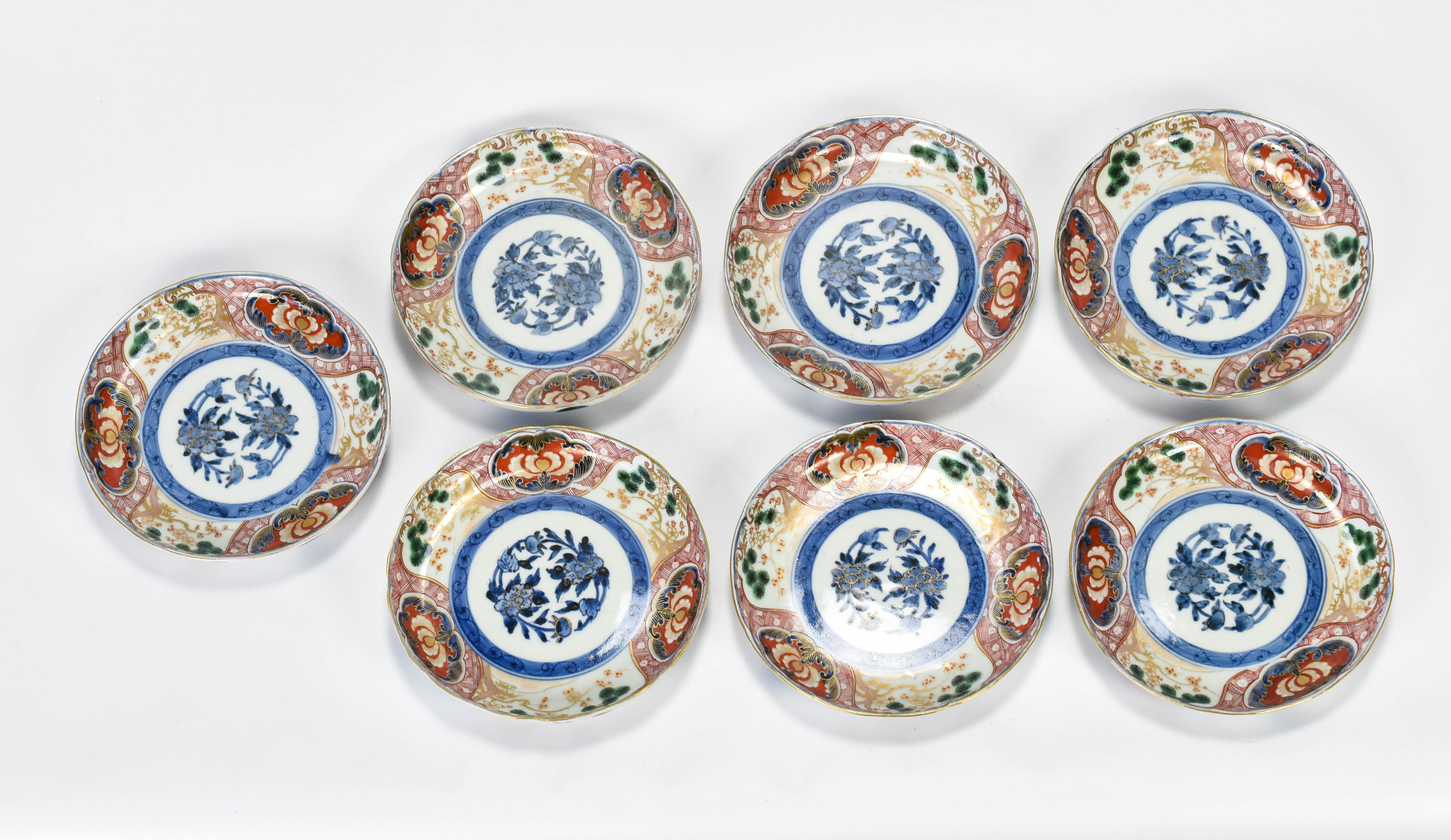 Seven Antique 19thC Japanese Imari Porcelain Plates