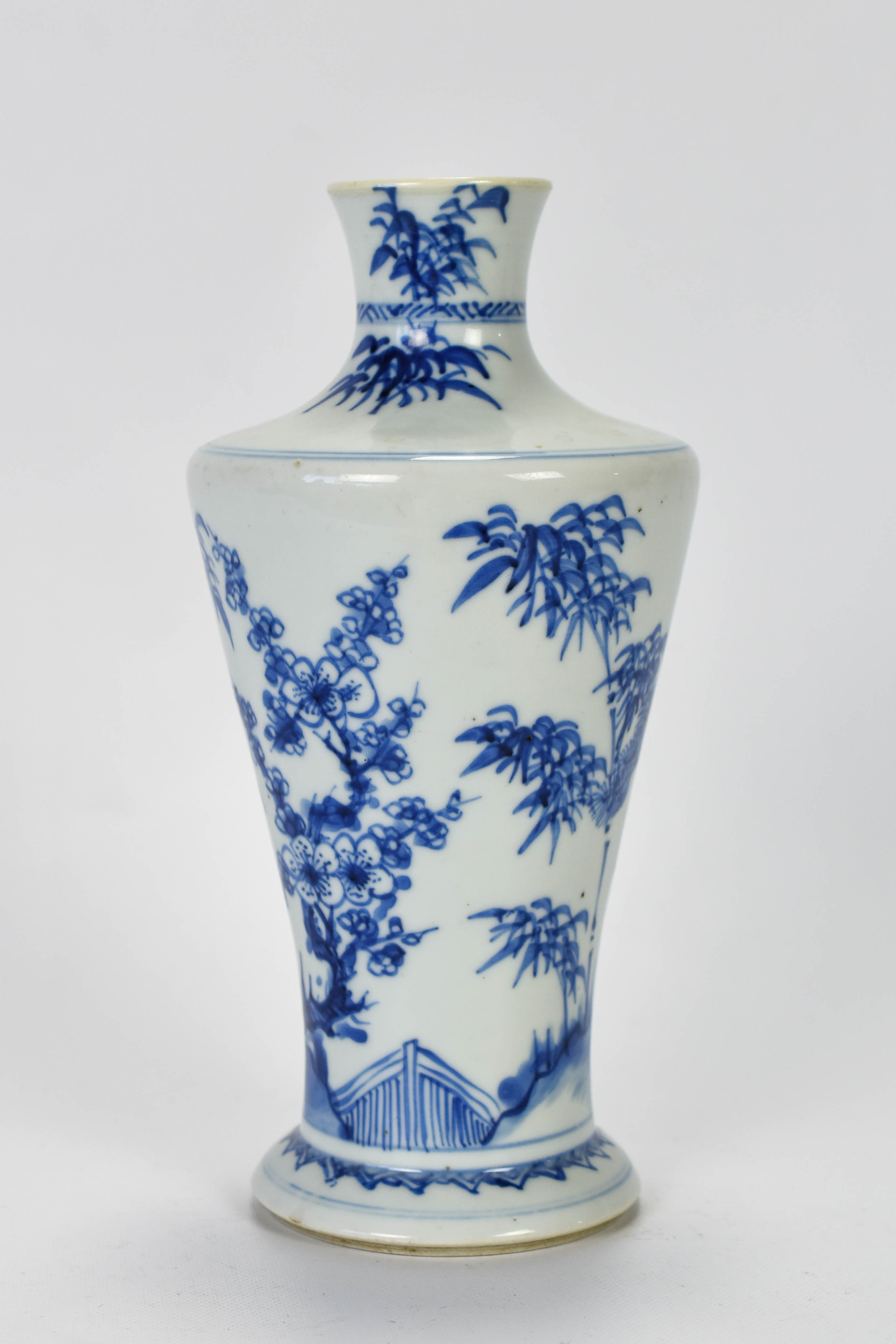 Antique 19thC Japanese Blue & White Bottle Vase