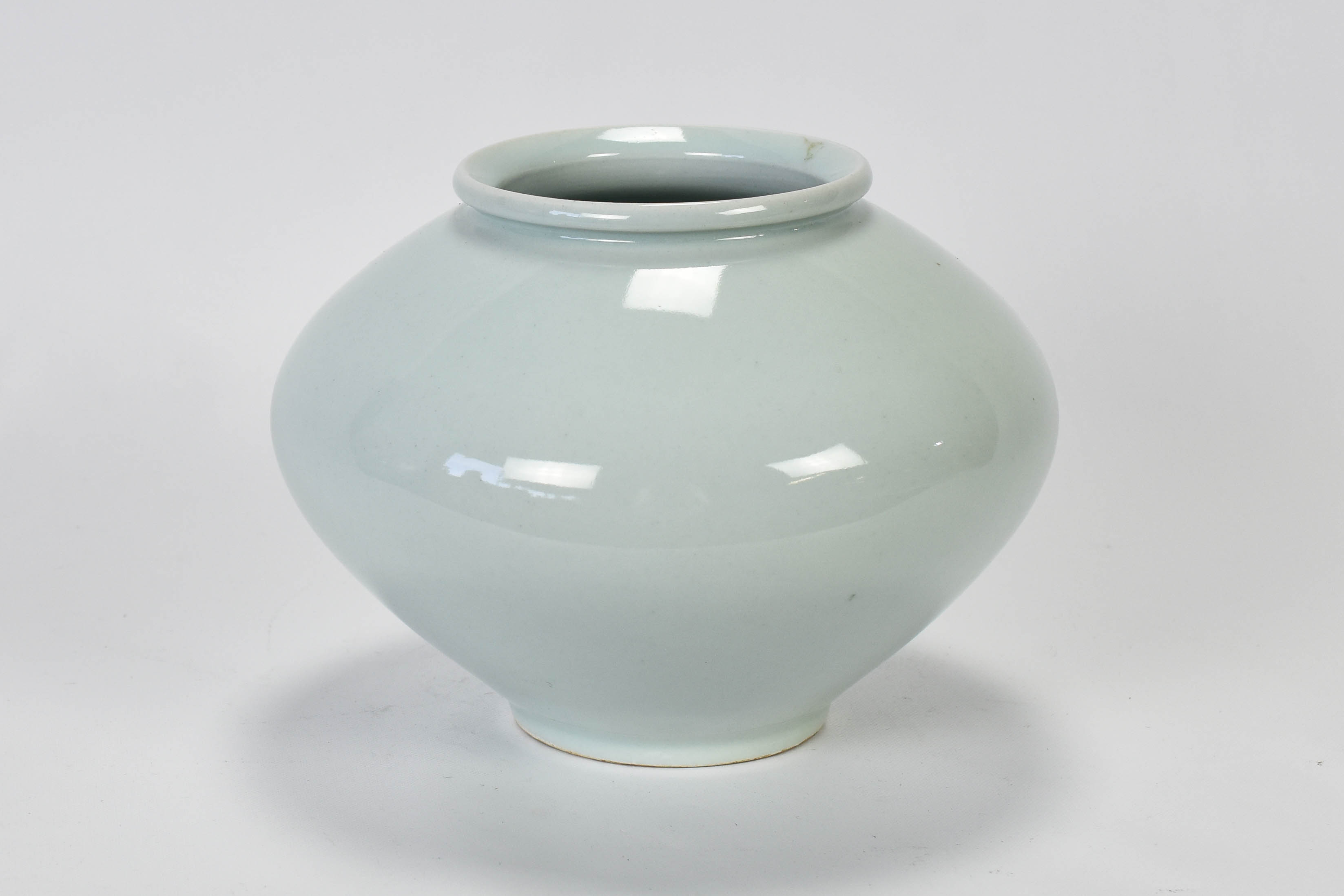 Mid Century Artist Signed Monochrome White Wide Vase