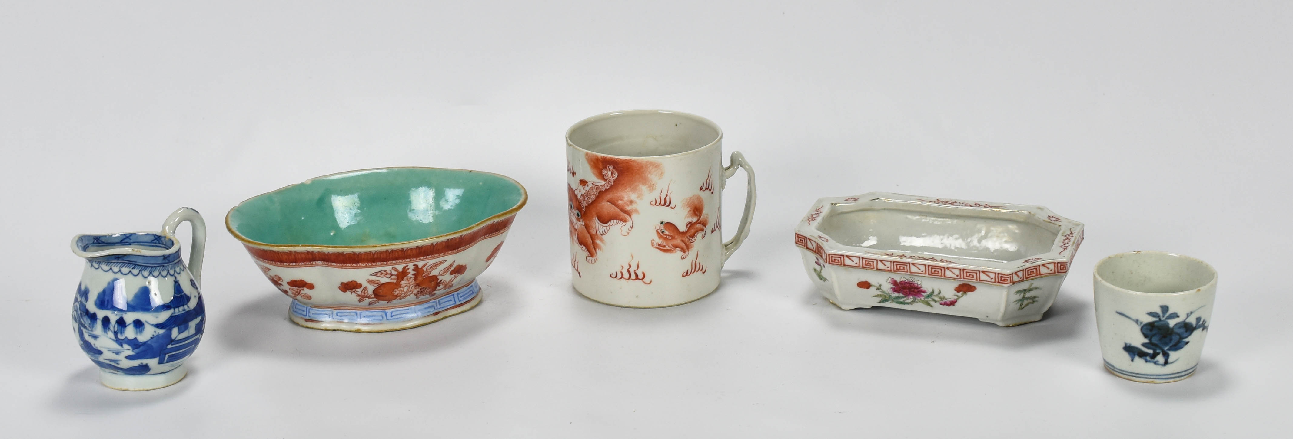 Group of Five Antique Chinese Porcelain Articles