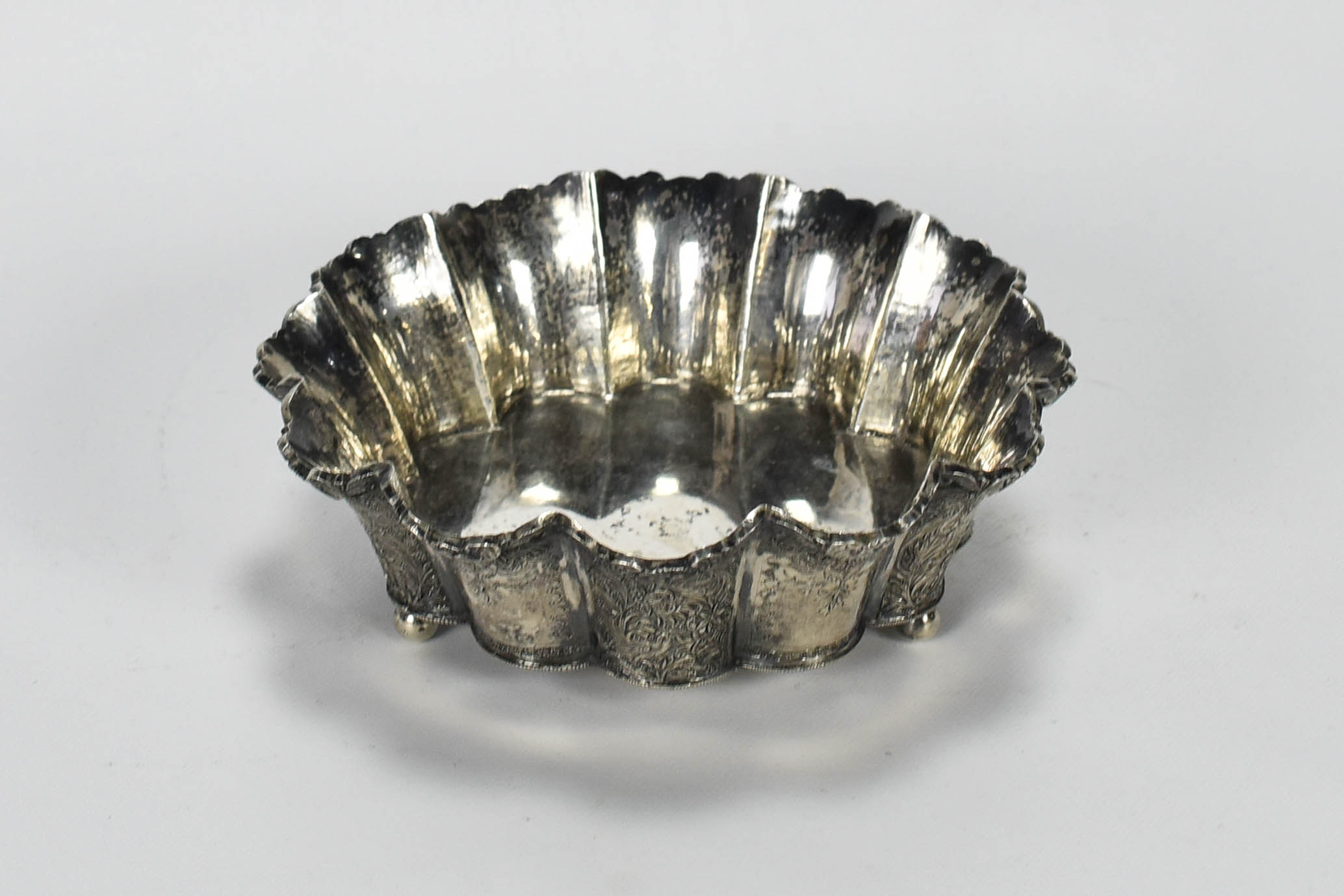 Antique 19thC Persian 84 Silver Finely Chased Bowl