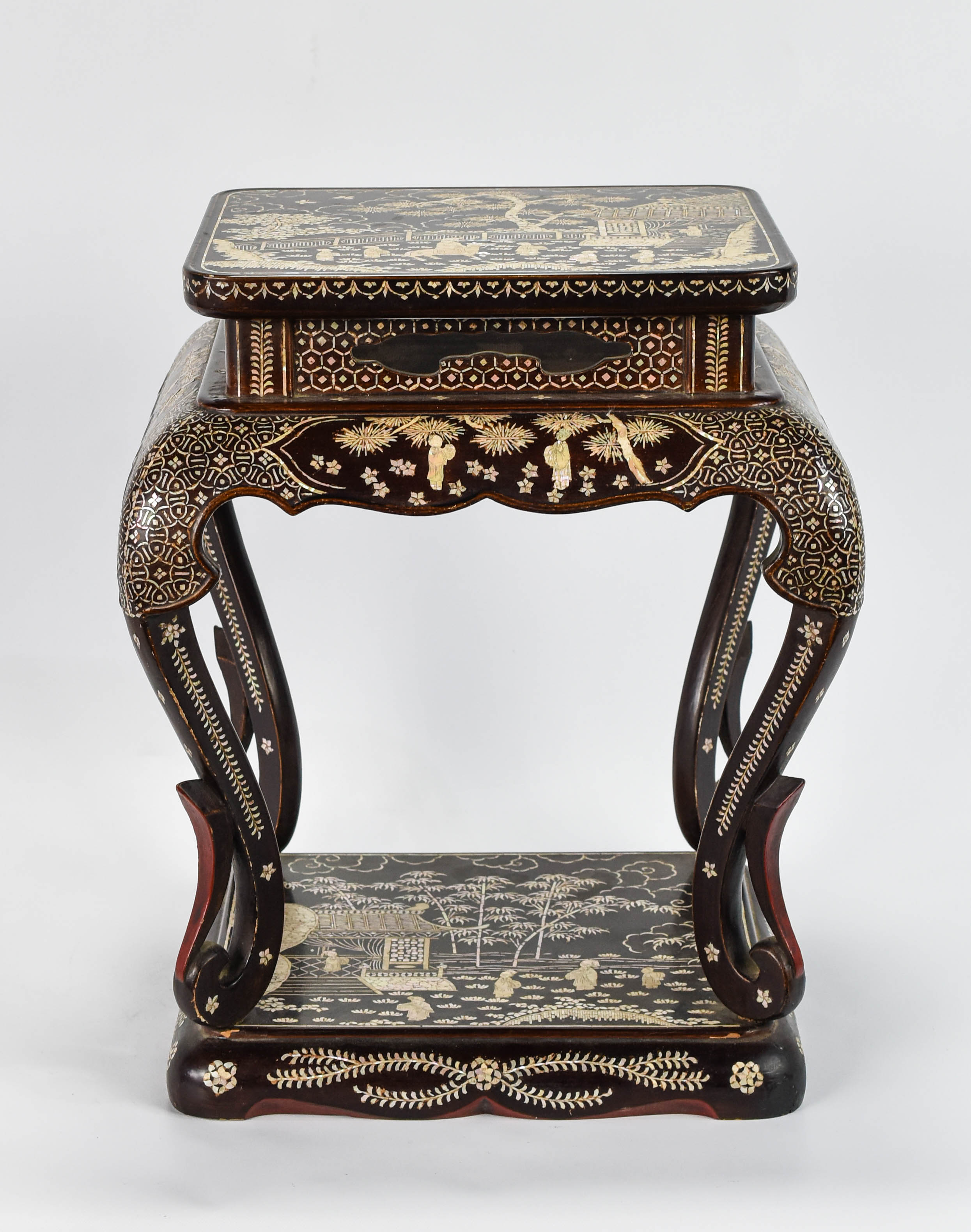 Showa Ryukyu Mother-of-Pearl Inlaid Lacquer Stand