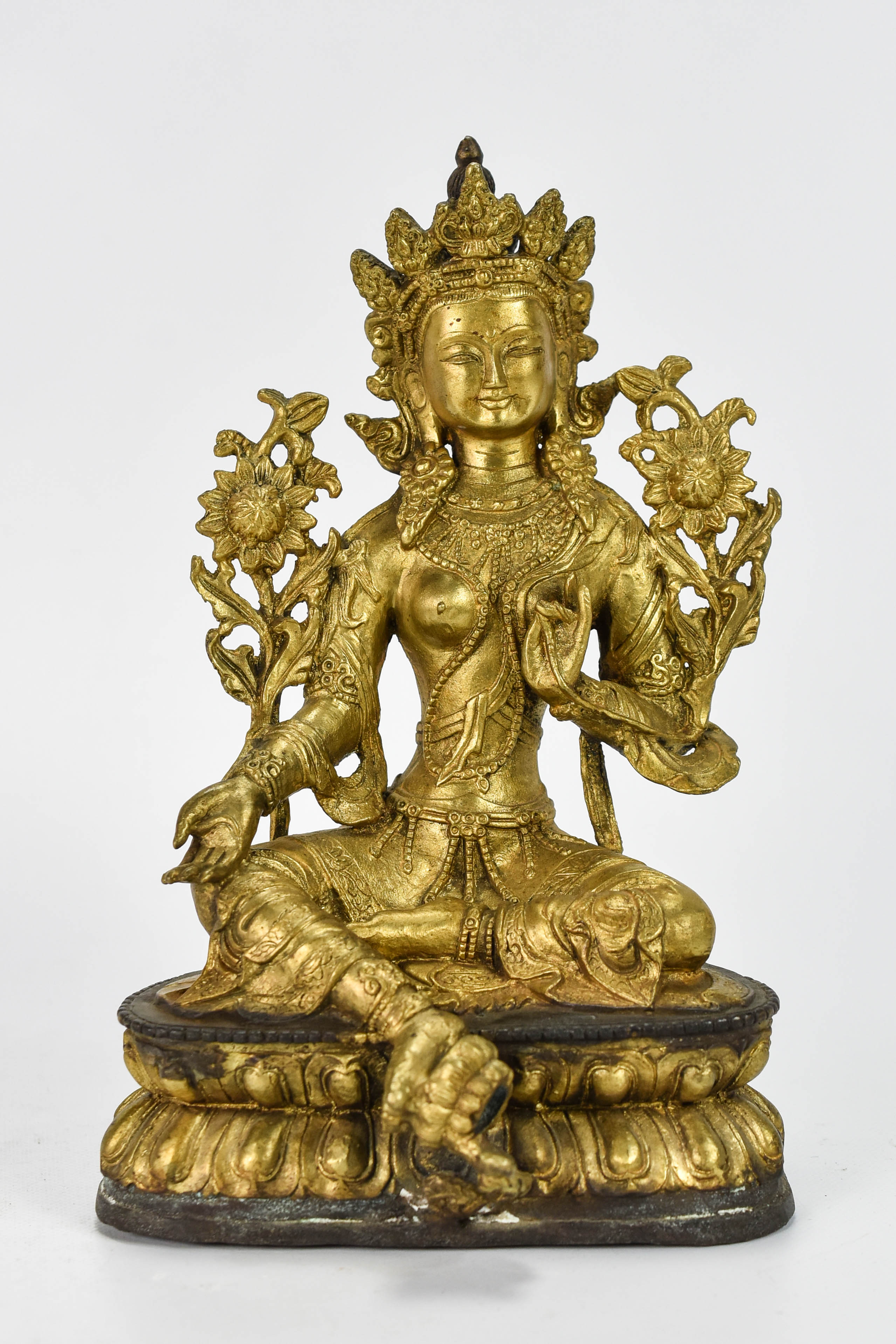 Green Tara Gilt Bronze Tibetan Goddess of Compassion