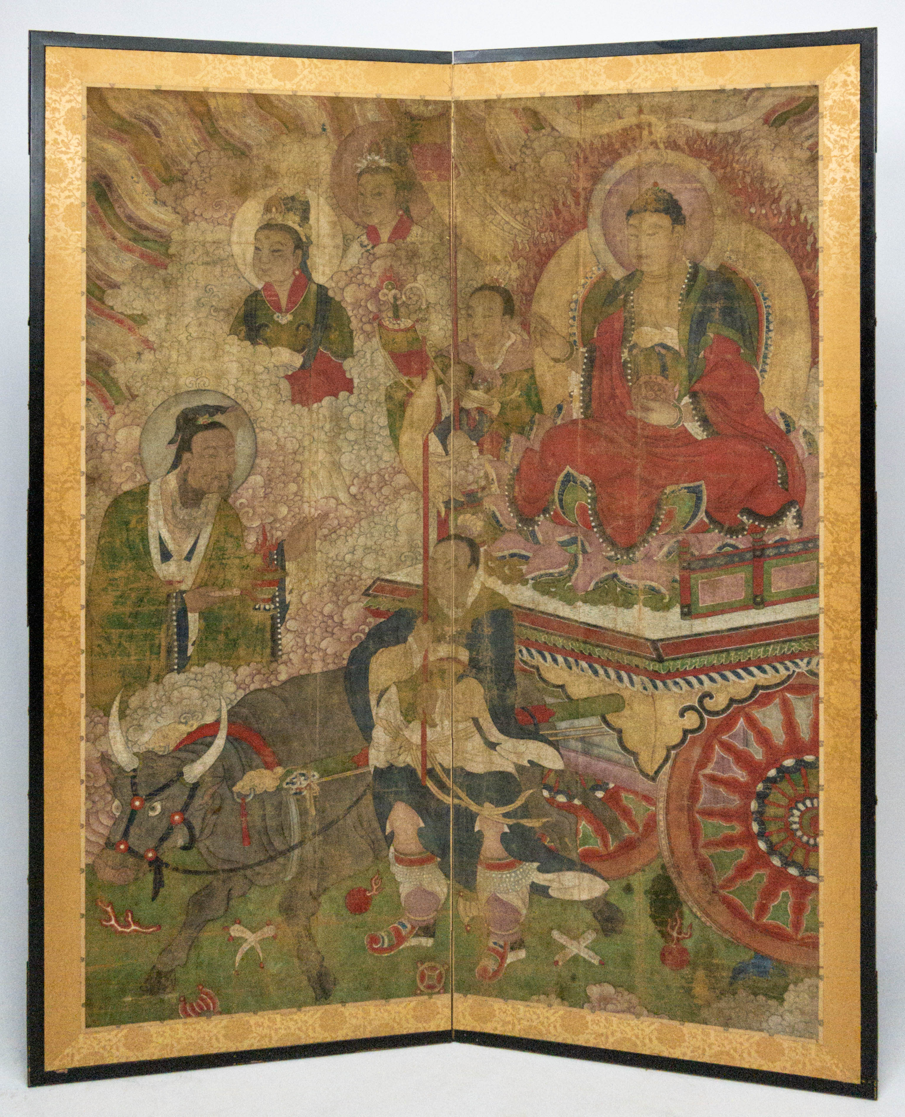Antique Chinese Beintin-Shama Buddha Folding Screen